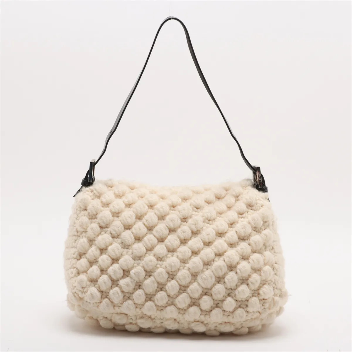 Mamma Bucket Knit x Leather Shoulder Bag White x Black — view 2