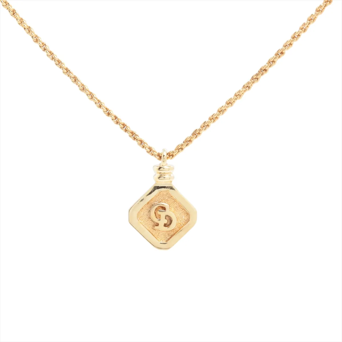 CD logo necklace, GP gold. Shows signs of wear,
