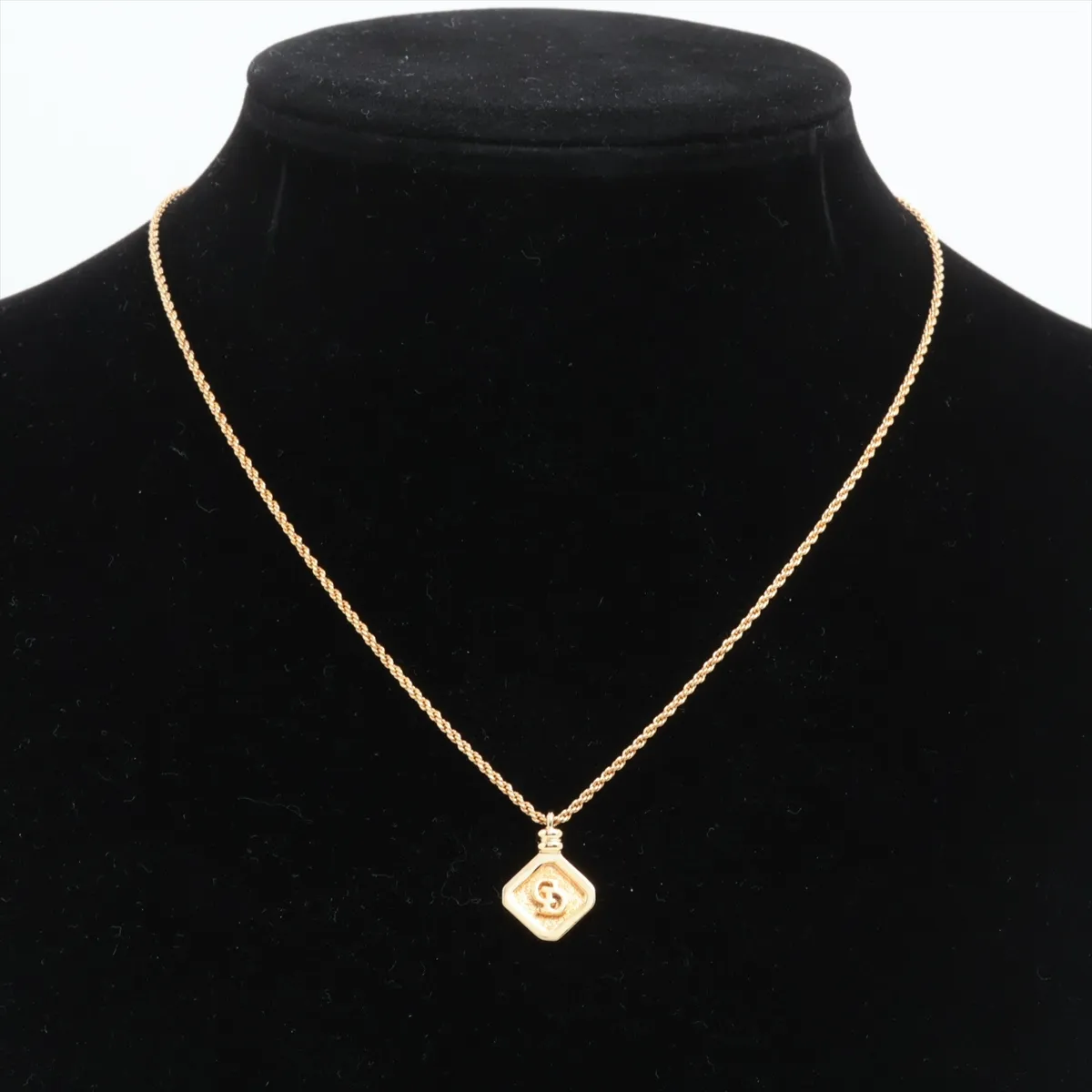 CD logo necklace, GP gold. Shows signs of wear, — view 5