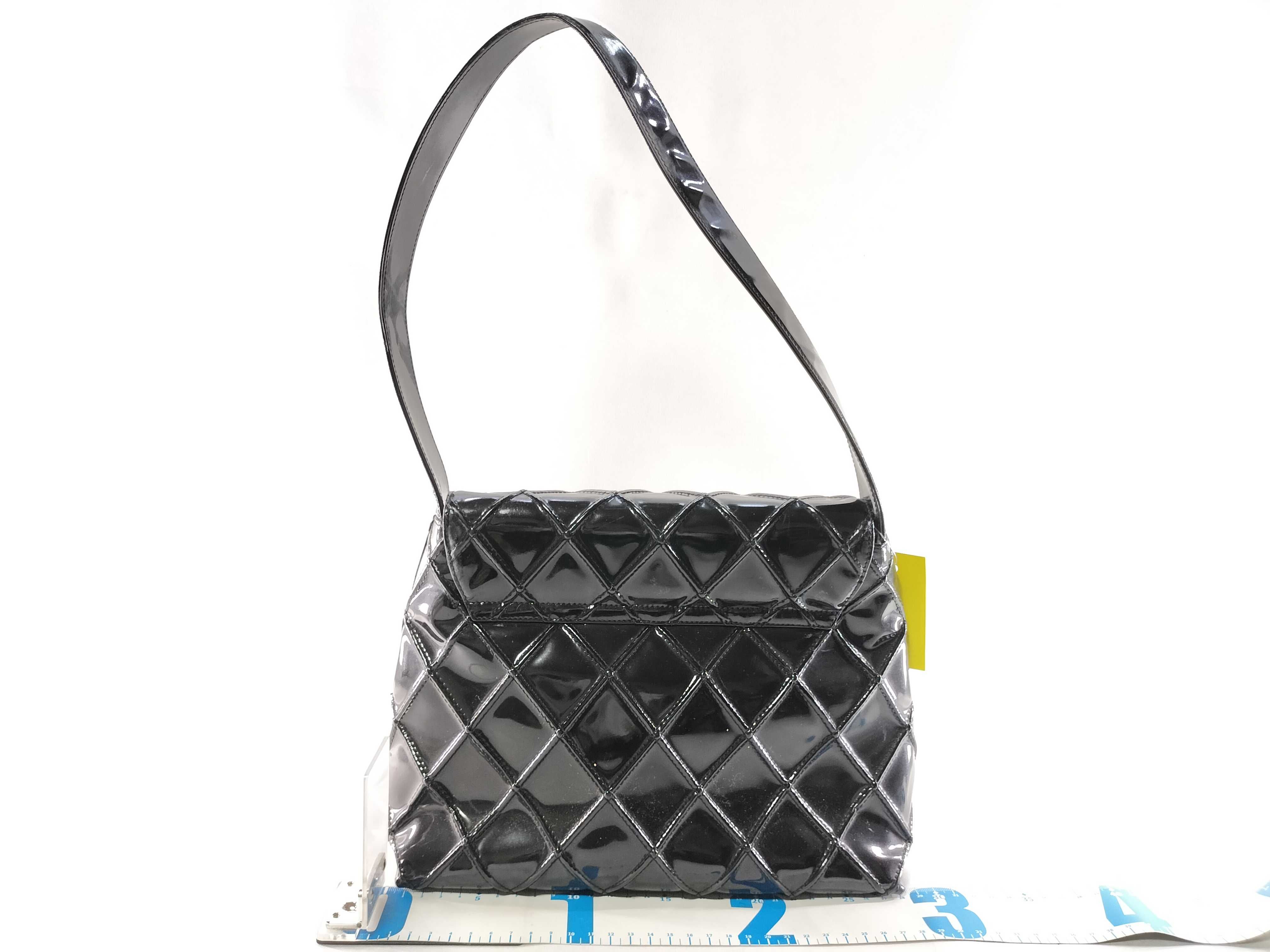 Enamel Matelassé Turnlock One-Shoulder Bicolor Shoulder Bag — view 2