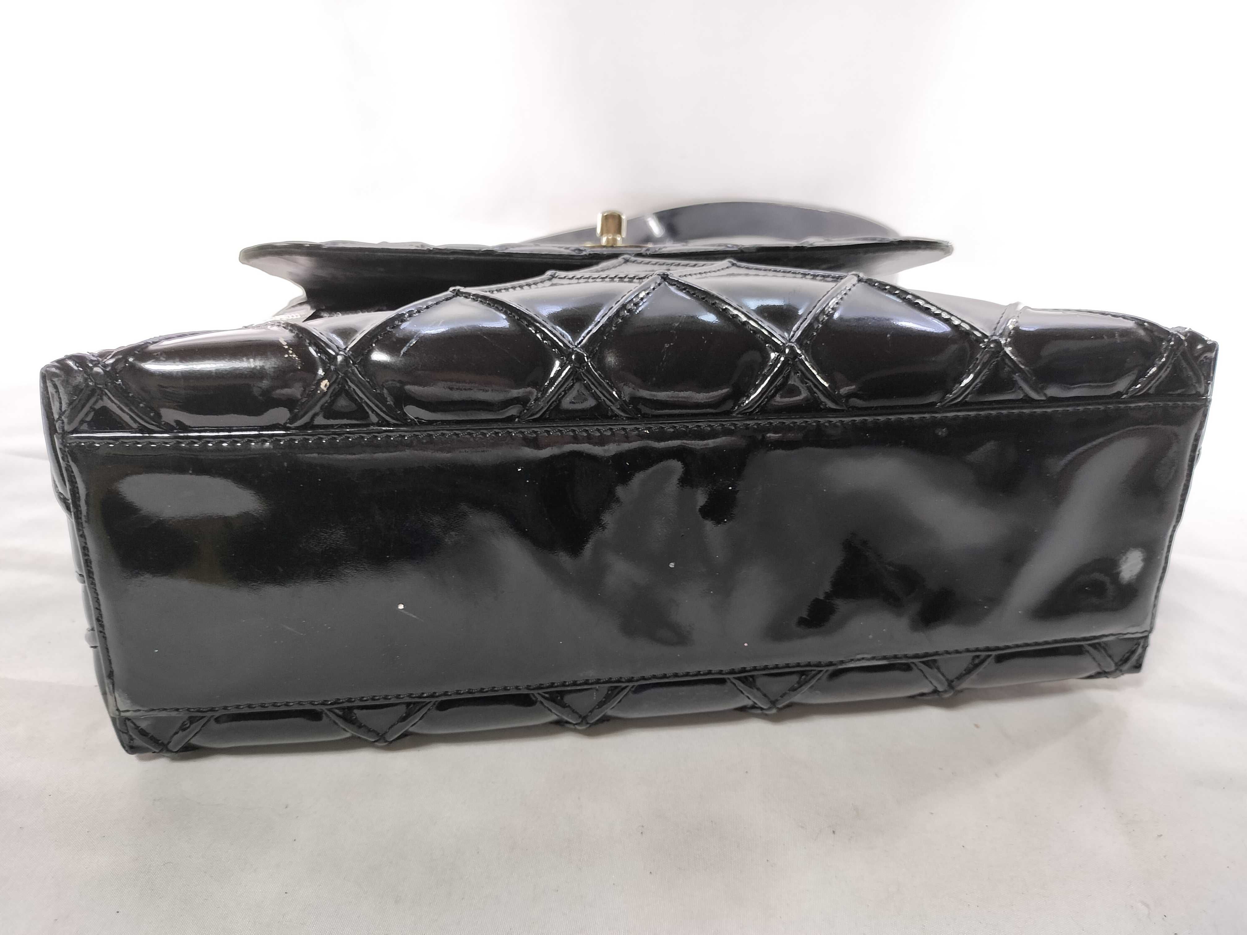 Enamel Matelassé Turnlock One-Shoulder Bicolor Shoulder Bag — view 6