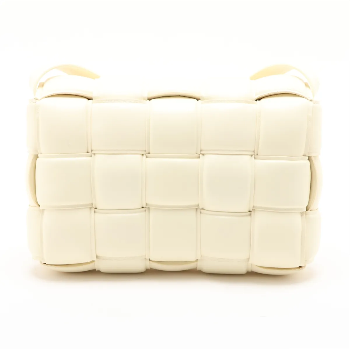 Maxi Intrecciato Padded Cassette Leather Shoulder Bag, Yellow Beige — view 2