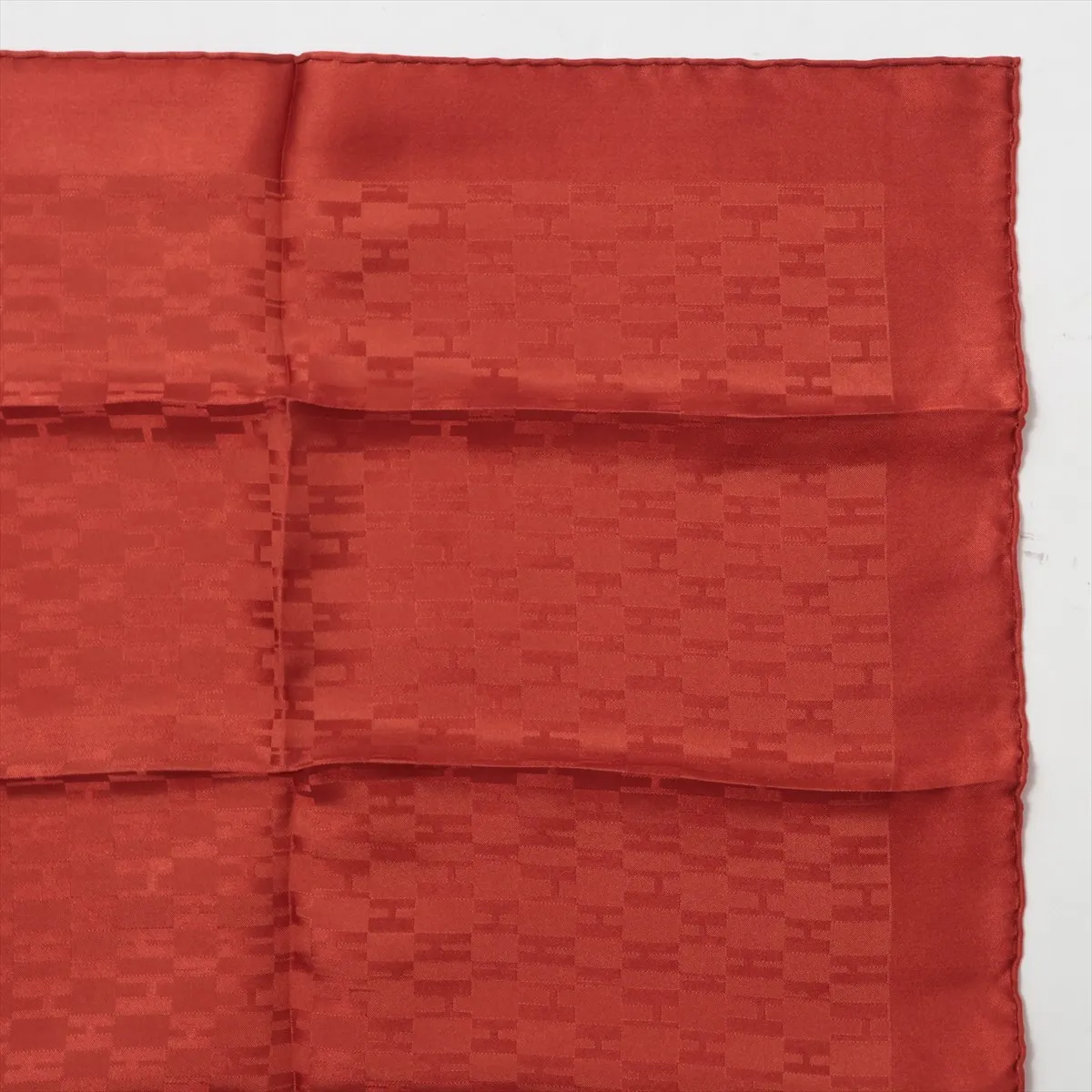 H logo scarf, silk, orange, some wear and — view 3