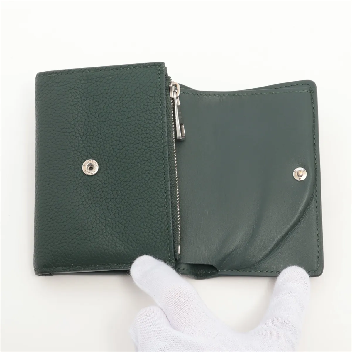 LV Aerogram Victor Wallet - Green Compact Wallet M25958 (RFID detected) — view 3