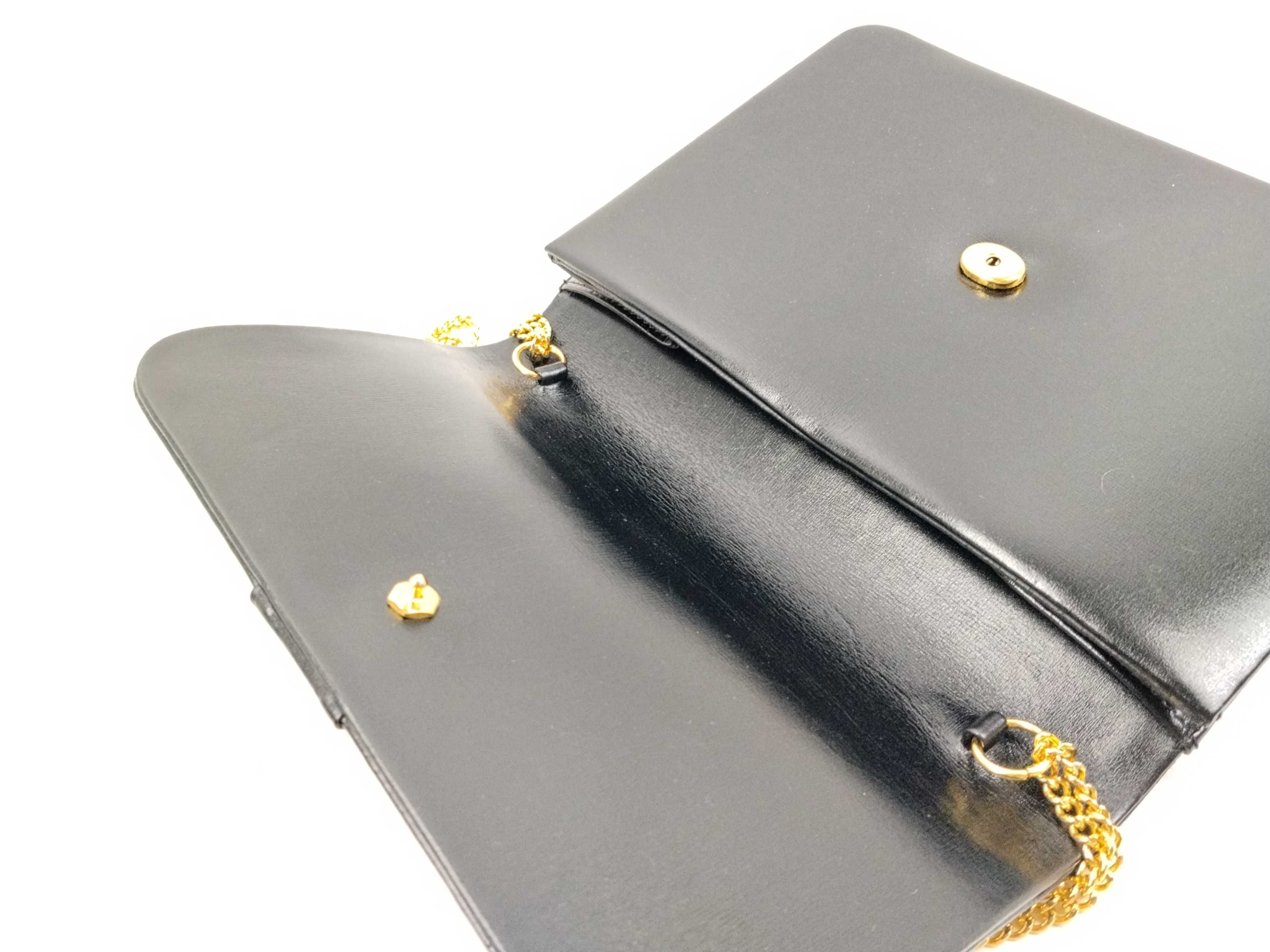 Leather Chain Shoulder Bag, Black Shoulder Bag — view 9
