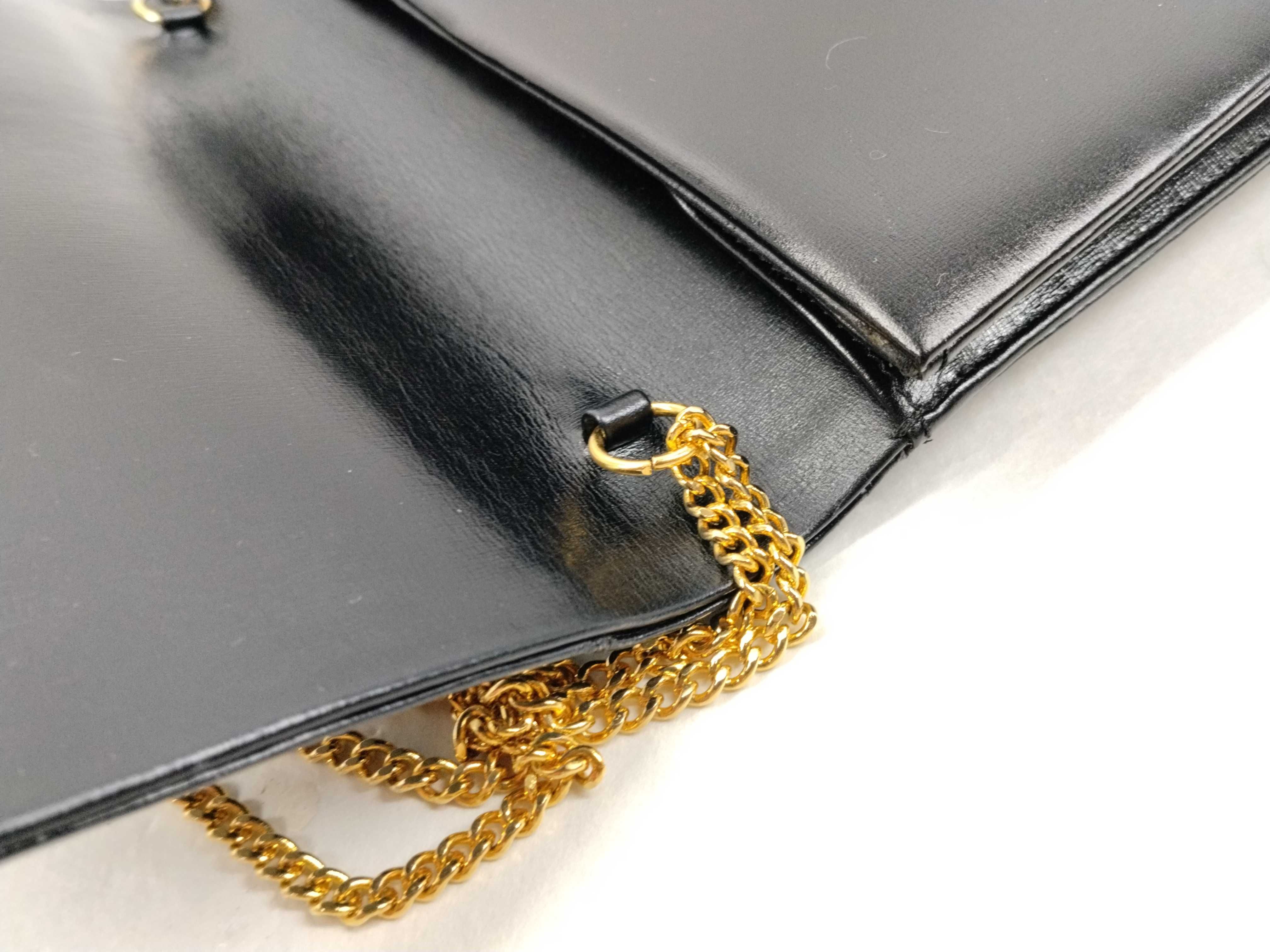 Leather Chain Shoulder Bag, Black Shoulder Bag — view 10