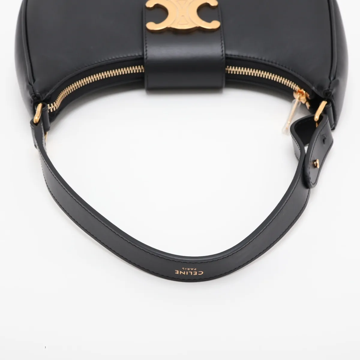 Triomphe Medium Ava Leather Shoulder Bag, Black — view 5