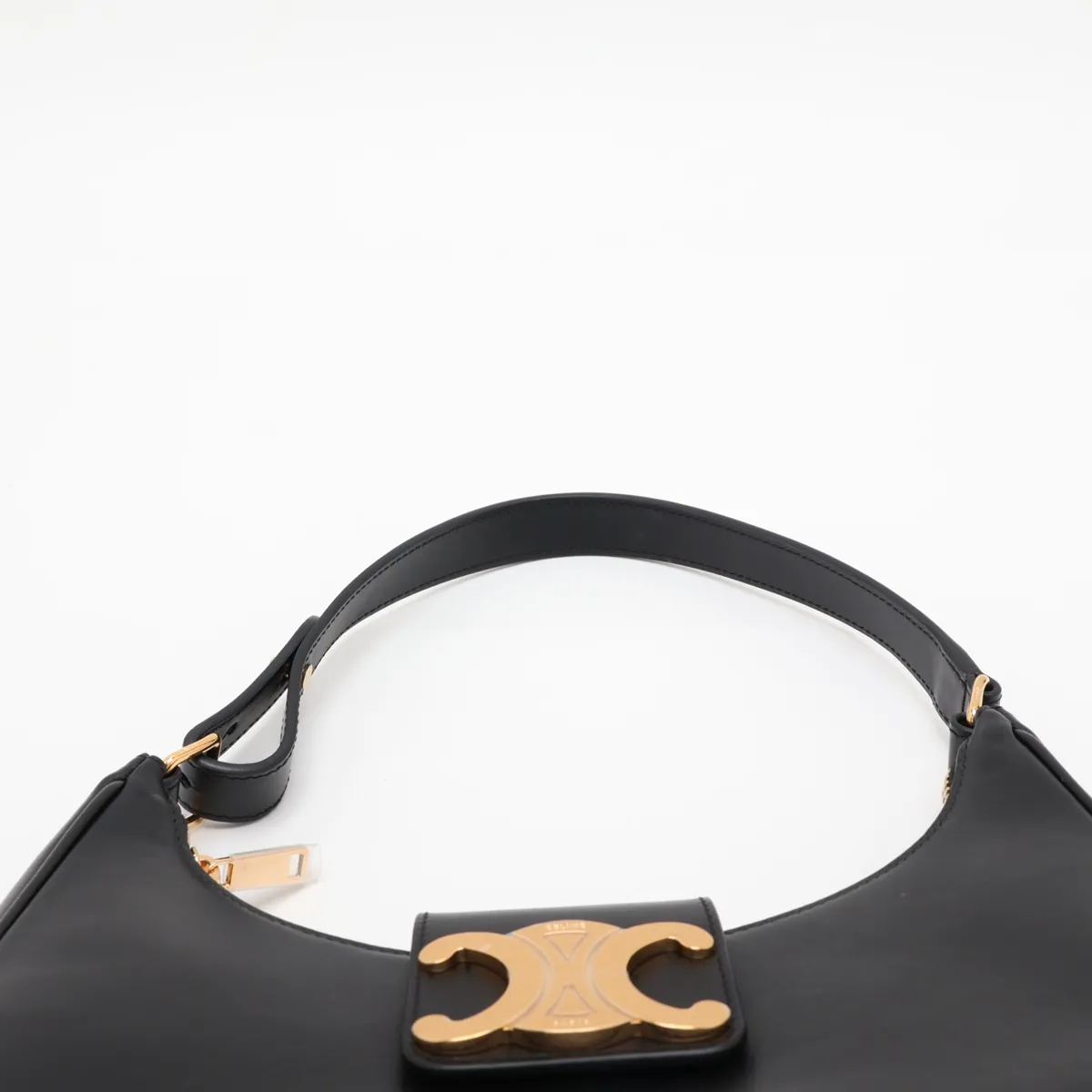 Triomphe Medium Ava Leather Shoulder Bag, Black — view 6