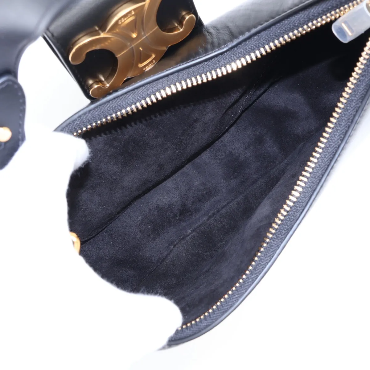 Triomphe Medium Ava Leather Shoulder Bag, Black — view 7