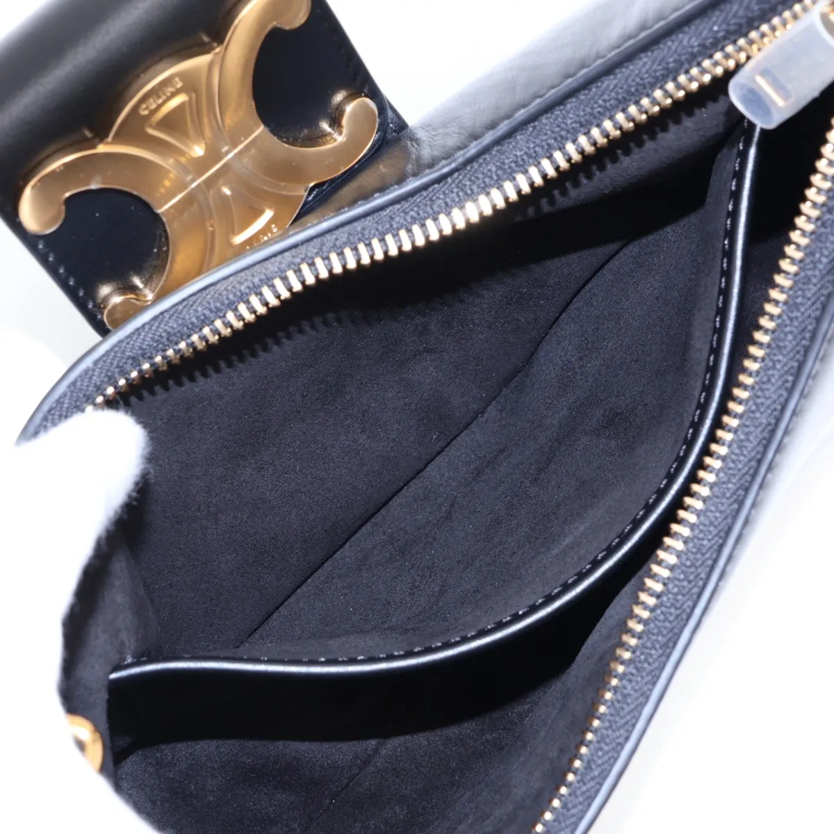 Triomphe Medium Ava Leather Shoulder Bag, Black — view 8