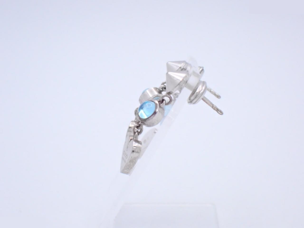 Heart-shaped silver earrings with blue topaz, 925 sterling silver / 4.8g — view 3