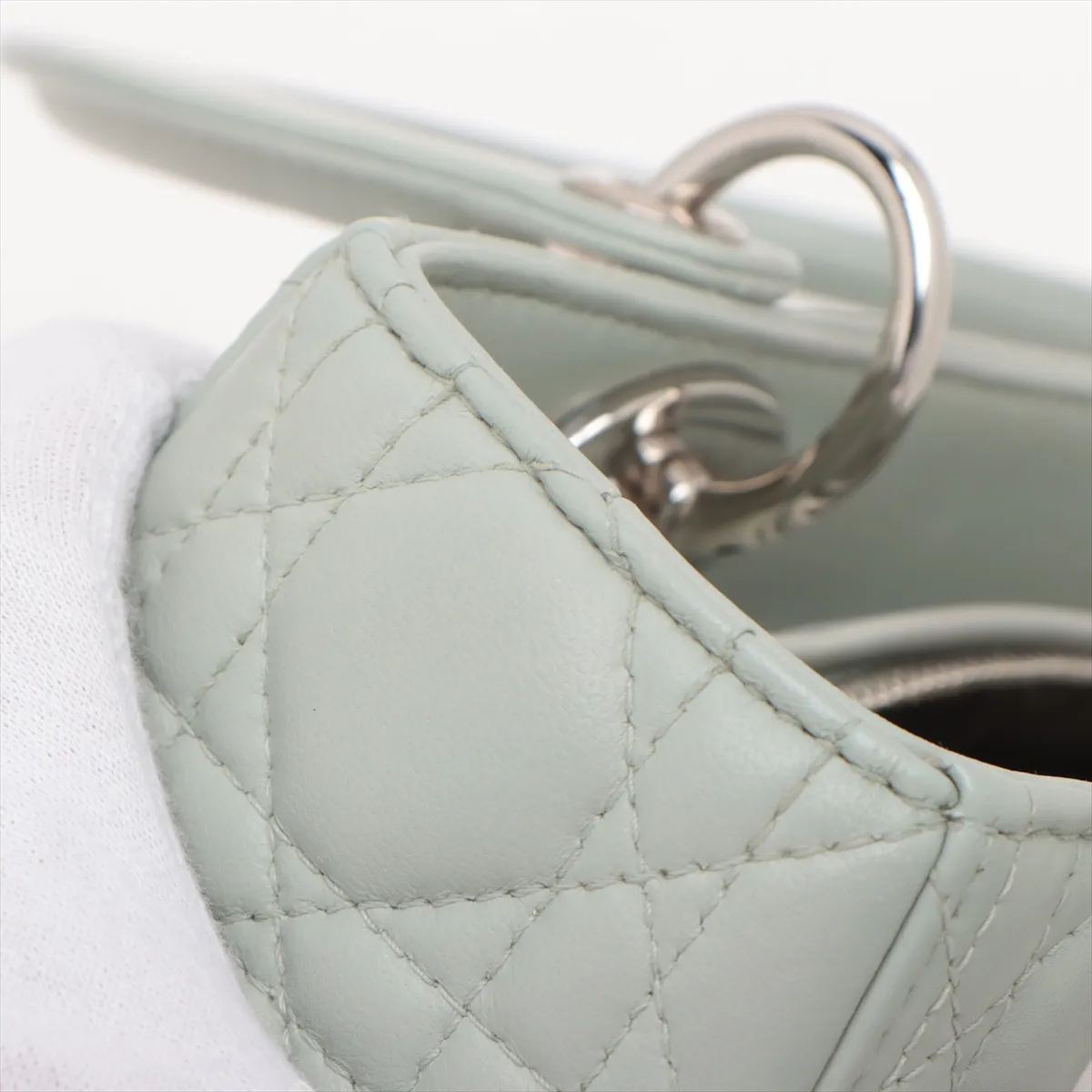 Lady Dior Cannage Leather 2WAY Handbag Green — view 11