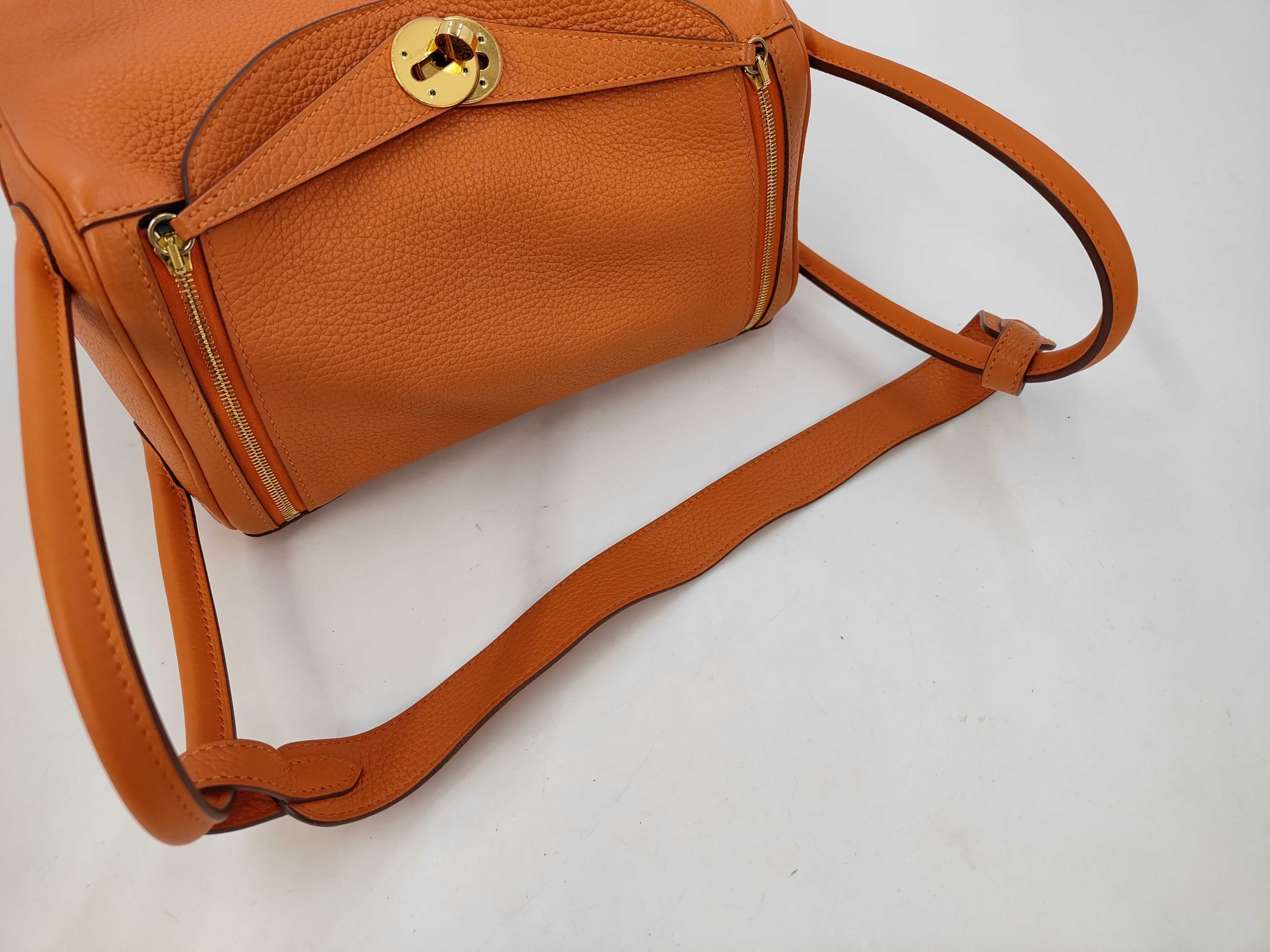 Lindy 26 Taurillon Clemence Orange 2-way Handbag with X Stamp — view 5