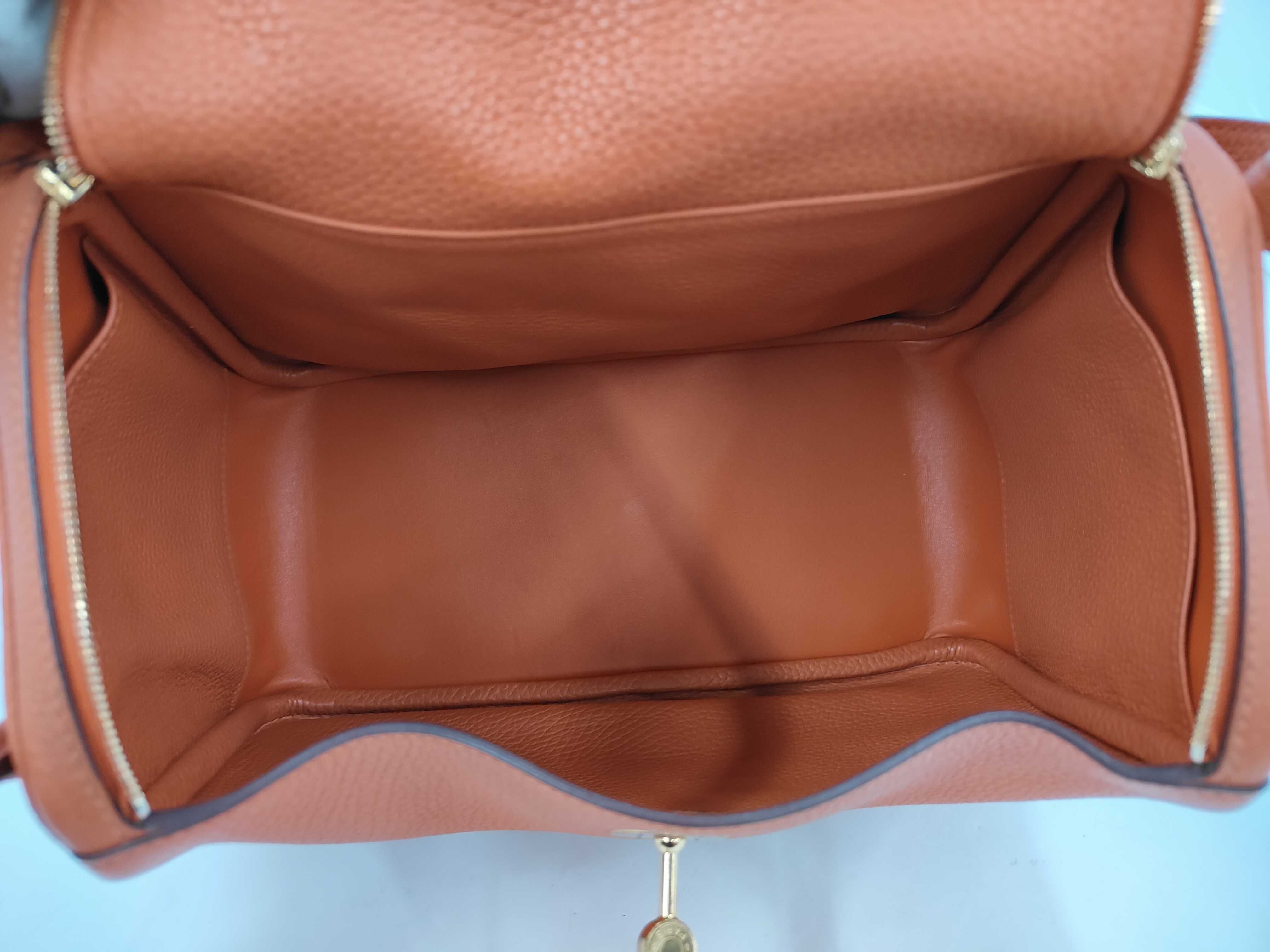 Lindy 26 Taurillon Clemence Orange 2-way Handbag with X Stamp — view 9