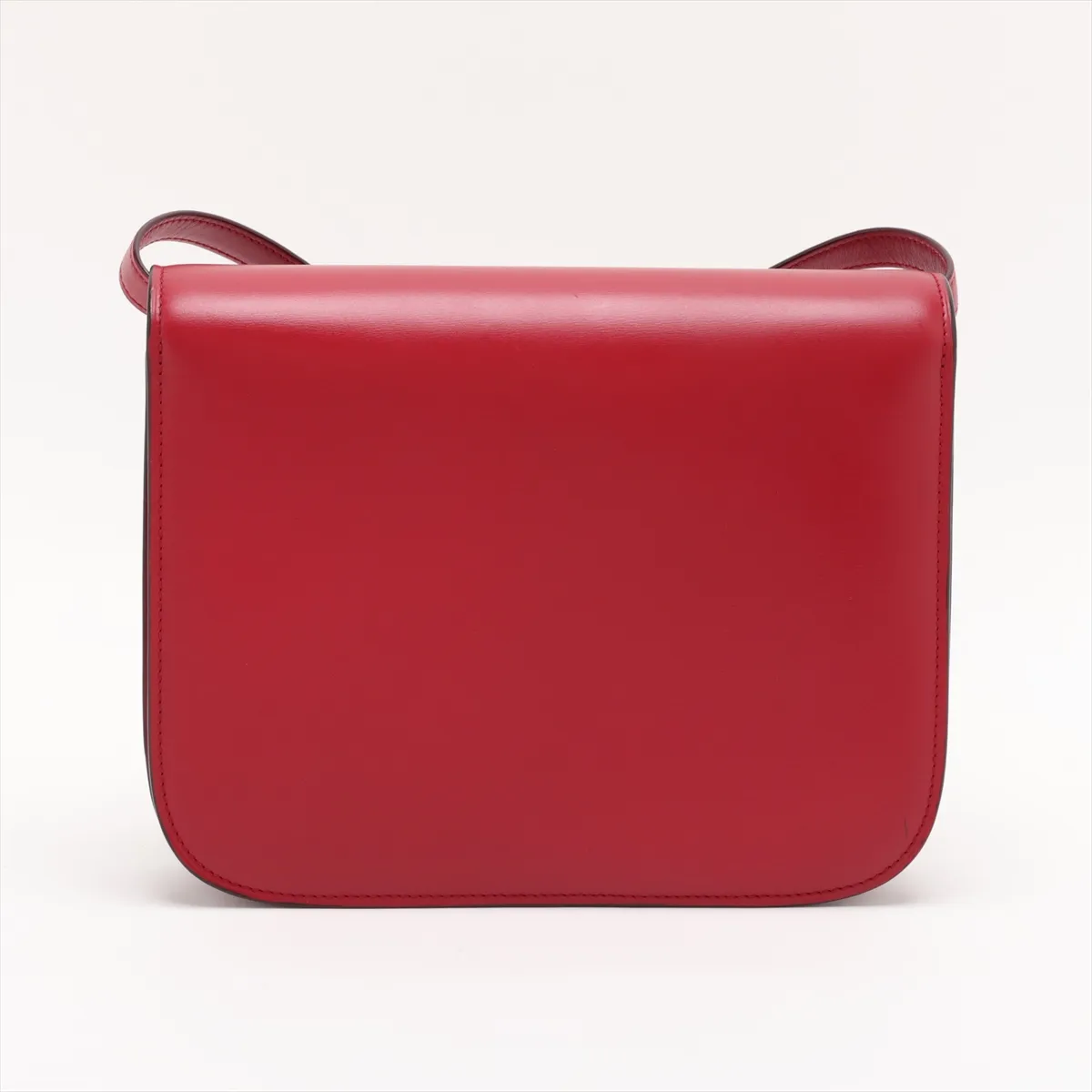 Classic Box Leather Shoulder Bag, Red — view 2
