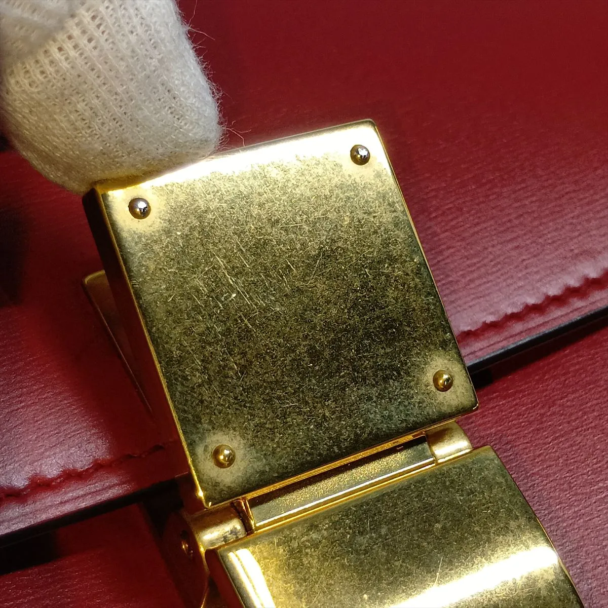 Classic Box Leather Shoulder Bag, Red — view 15