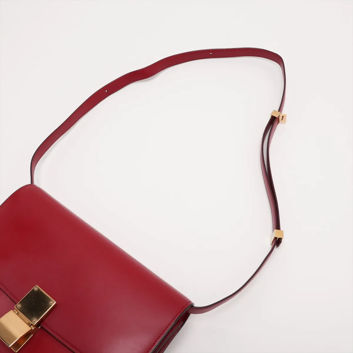 Classic Box Leather Shoulder Bag, Red — view 5