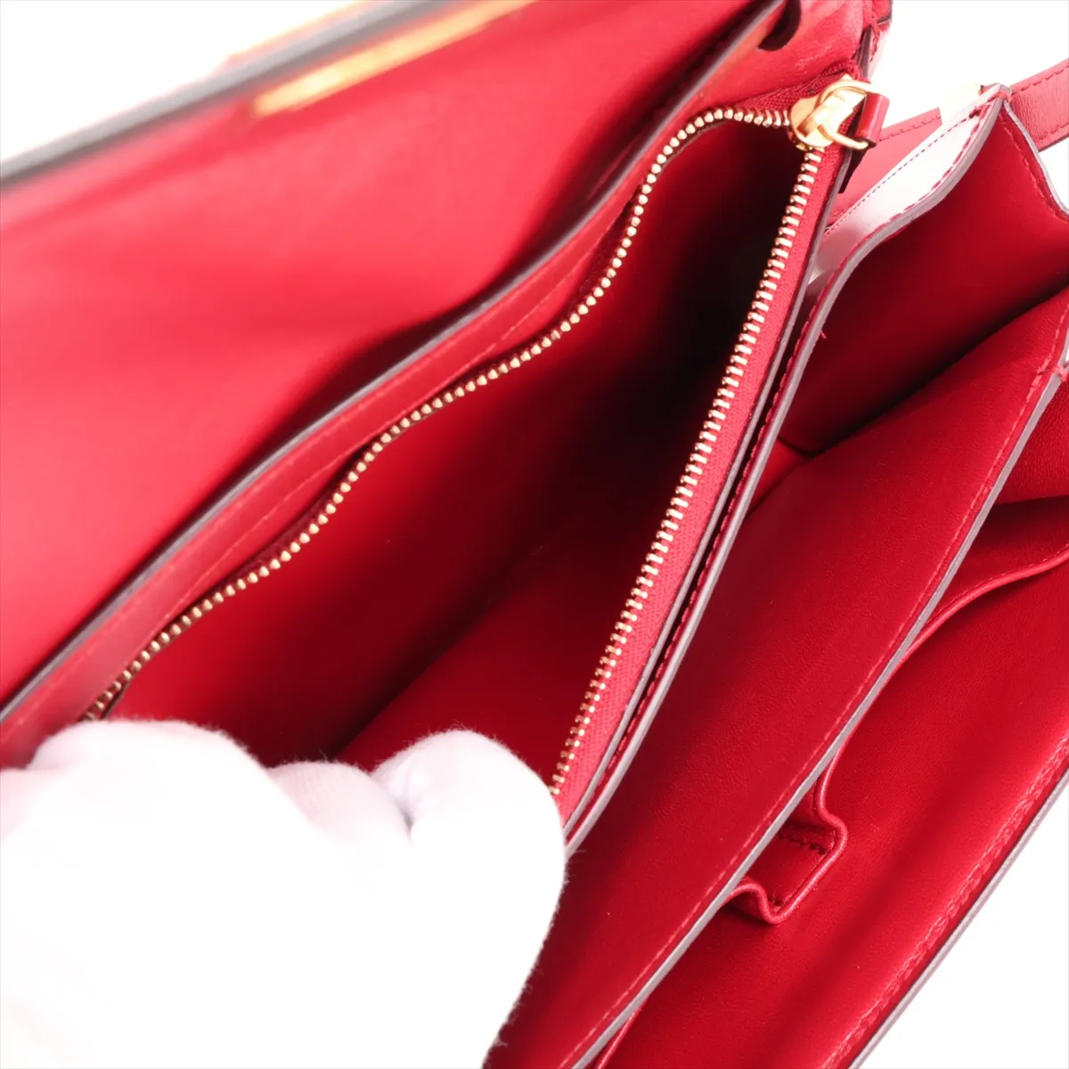 Classic Box Leather Shoulder Bag, Red — view 8
