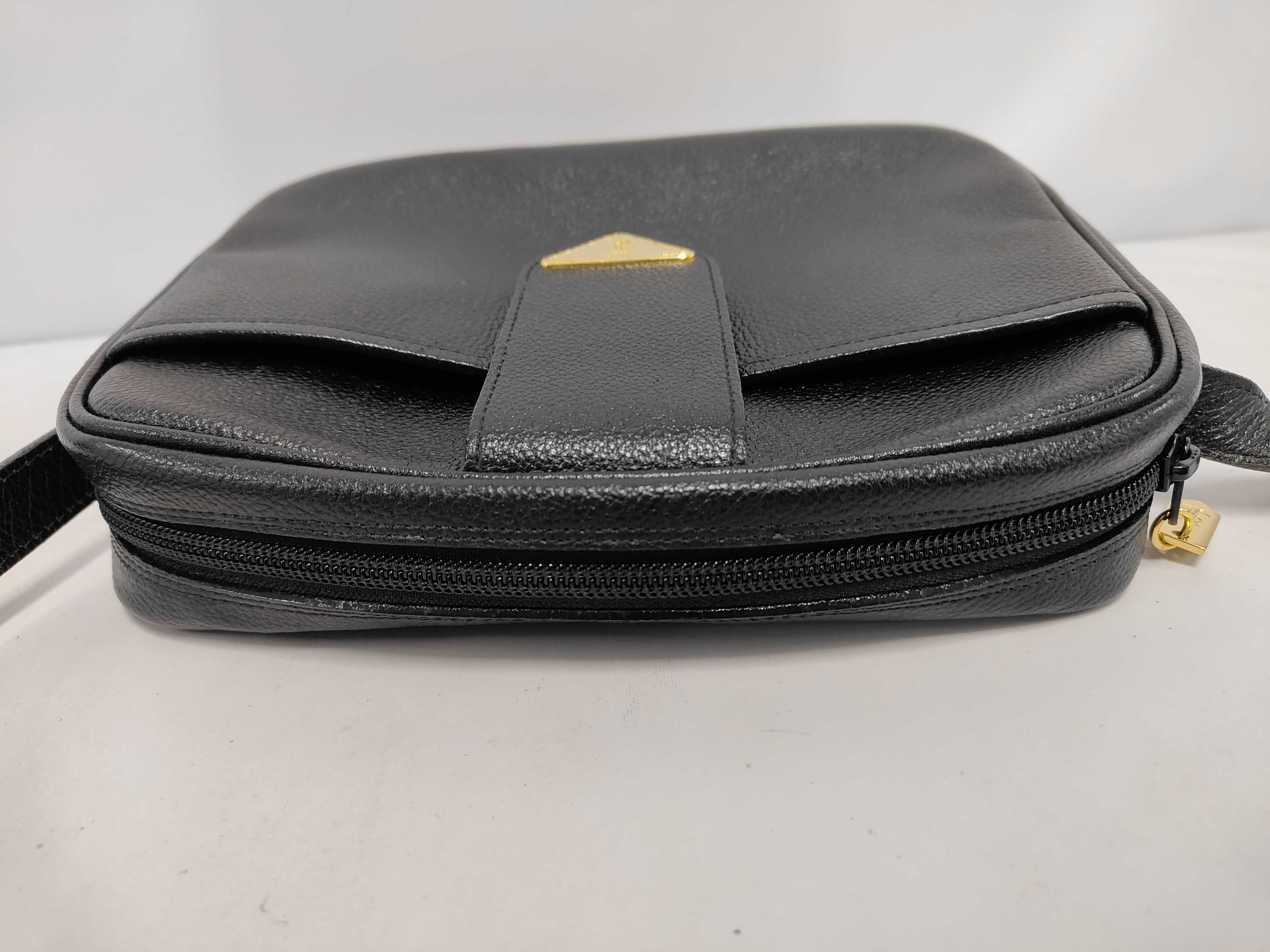 Leather Black Logo Plate Shoulder Bag — view 8