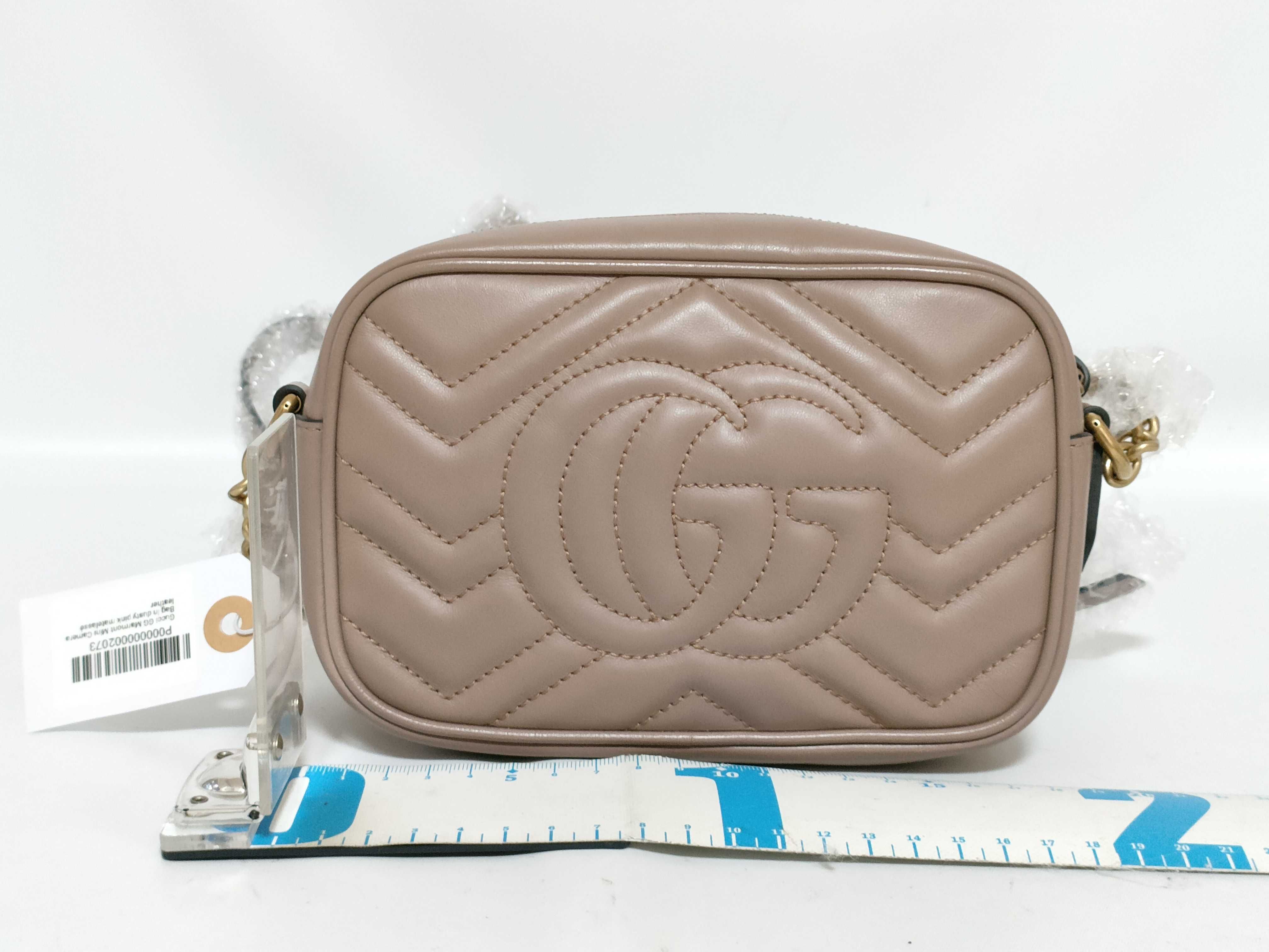 GG QT-GG Marmont Mini Camera Bag in dusty pink matelass leather shoulder bag — view 2