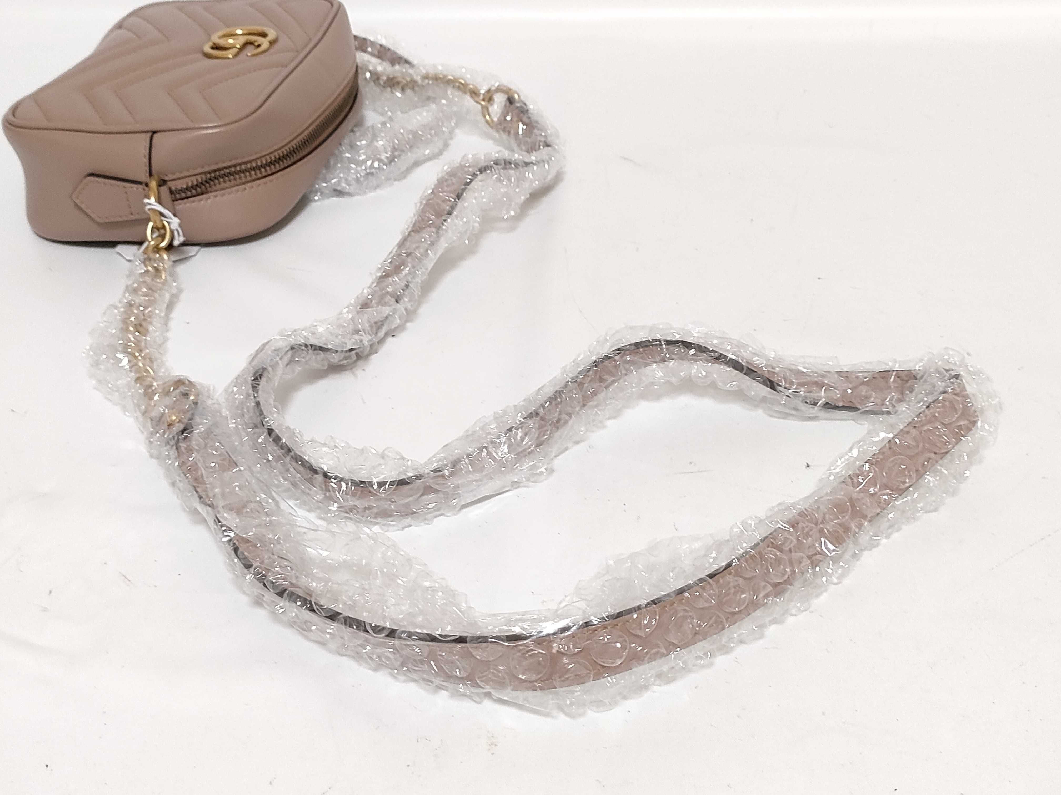 GG QT-GG Marmont Mini Camera Bag in dusty pink matelass leather shoulder bag — view 3