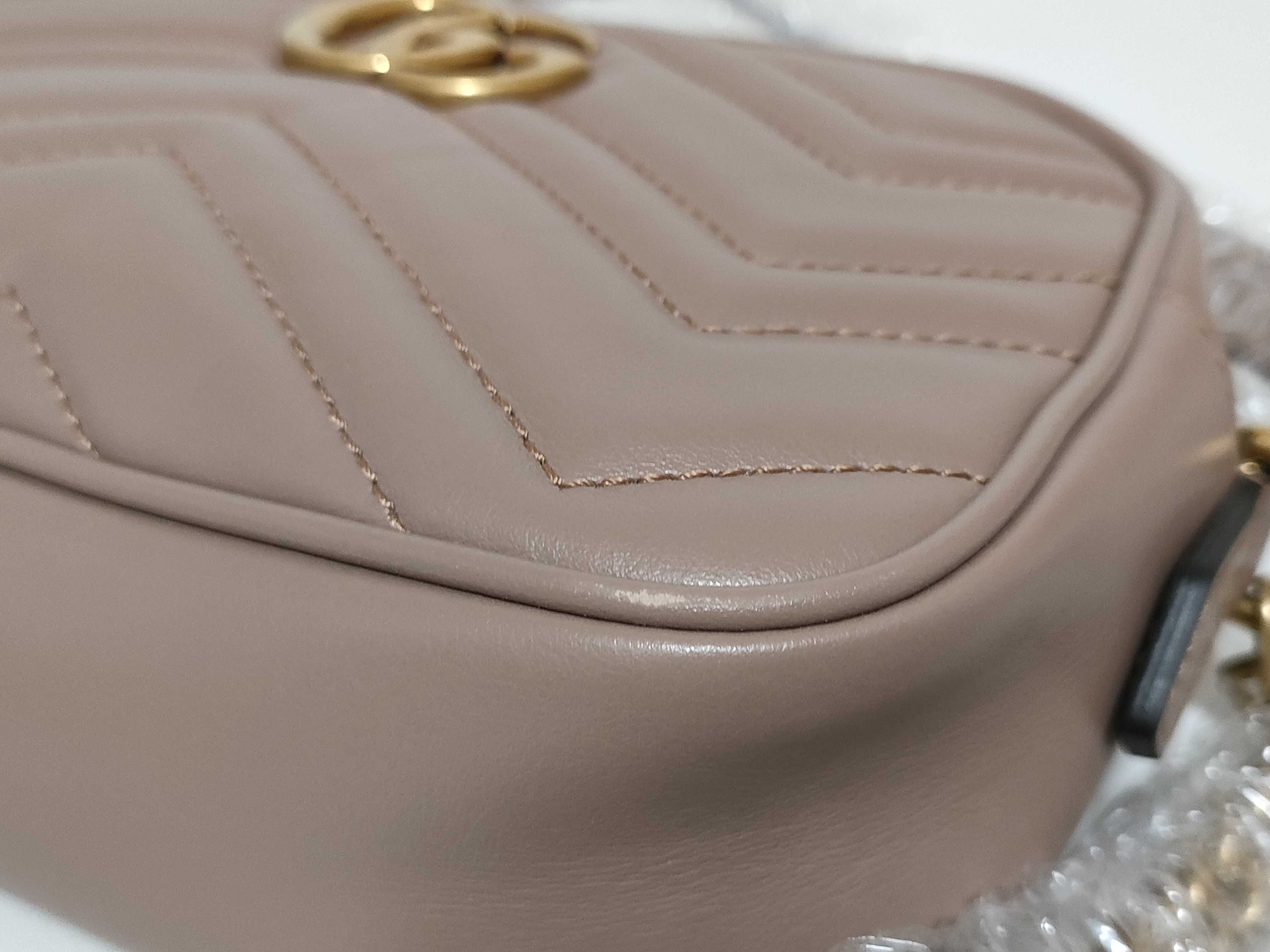 GG QT-GG Marmont Mini Camera Bag in dusty pink matelass leather shoulder bag — view 7