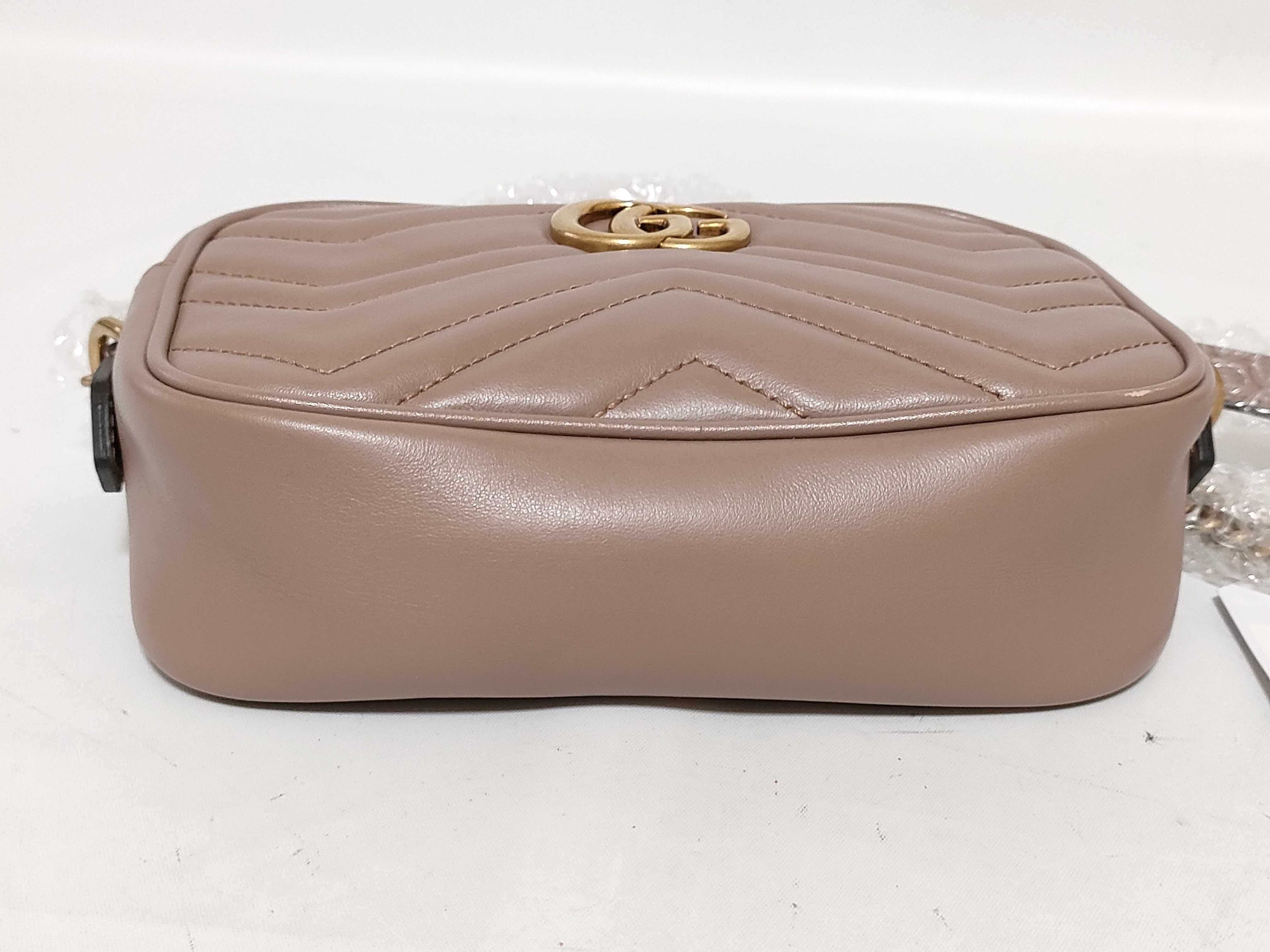 GG QT-GG Marmont Mini Camera Bag in dusty pink matelass leather shoulder bag — view 8