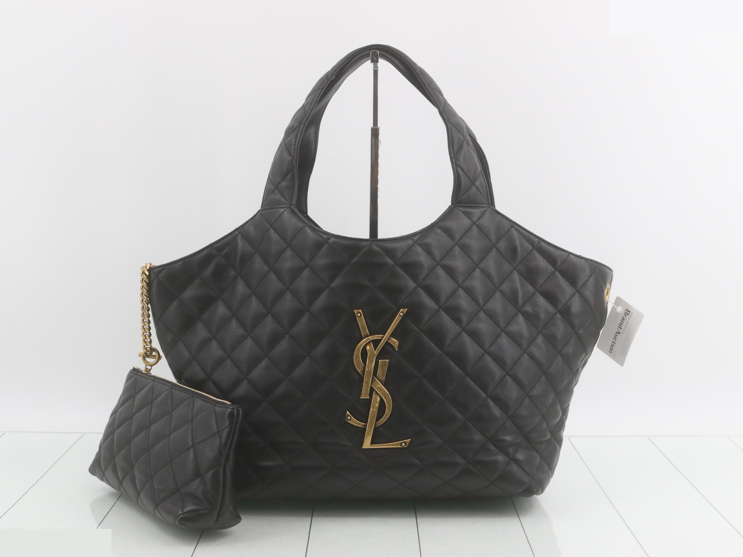 Lambskin Leather Large Tote Bag with Pouch