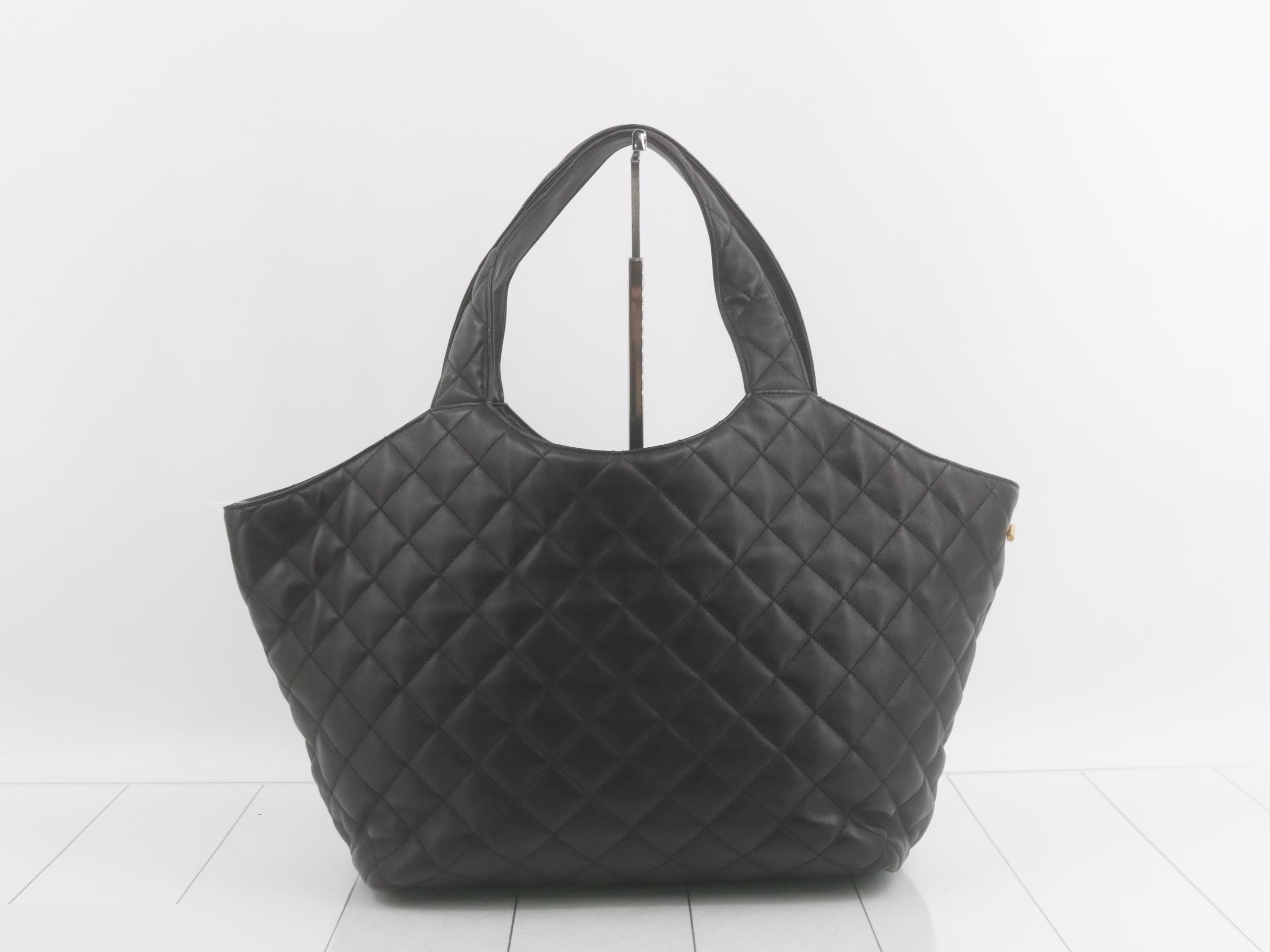 Lambskin Leather Large Tote Bag with Pouch — view 2