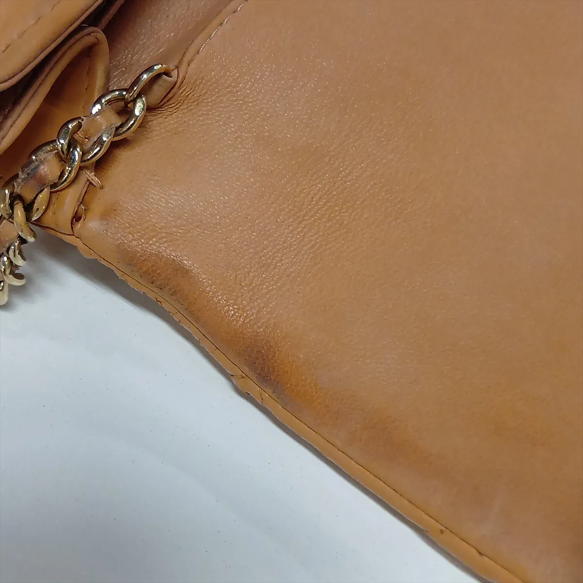 Matelassé Leather Chain Shoulder Bag, Brown with Gold Hardware, Item No. 16243189 (Serial Number 16) — view 13