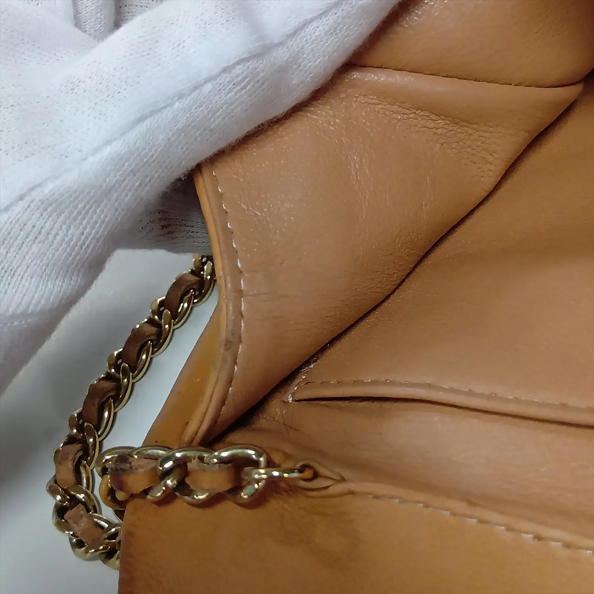 Matelassé Leather Chain Shoulder Bag, Brown with Gold Hardware, Item No. 16243189 (Serial Number 16) — view 14