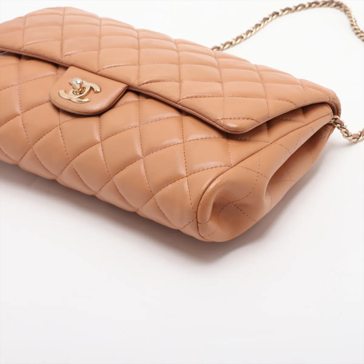 Matelassé Leather Chain Shoulder Bag, Brown with Gold Hardware, Item No. 16243189 (Serial Number 16) — view 3