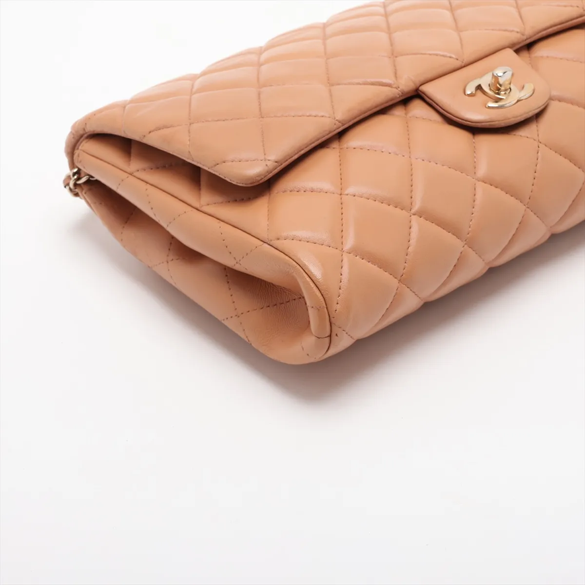 Matelassé Leather Chain Shoulder Bag, Brown with Gold Hardware, Item No. 16243189 (Serial Number 16) — view 4
