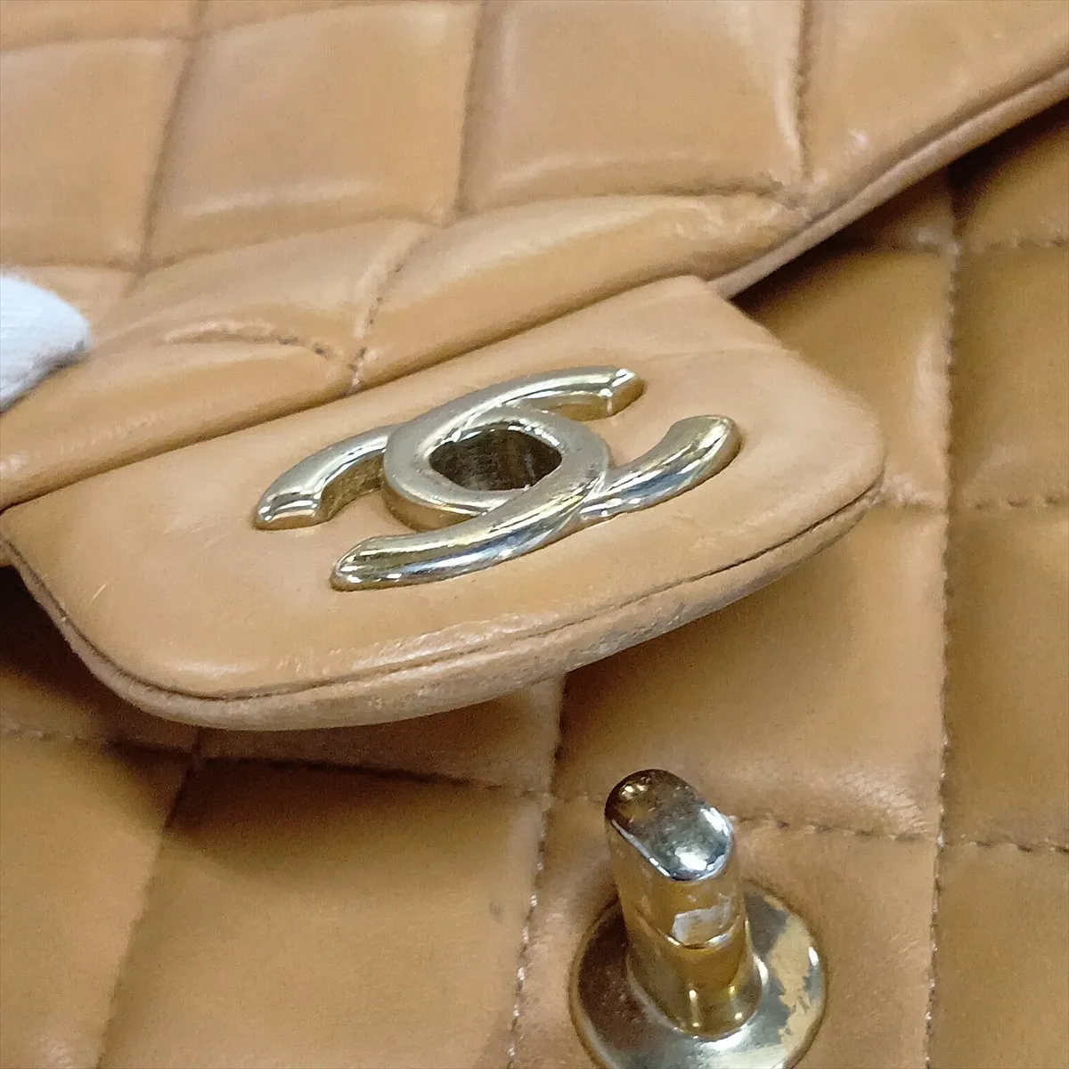Matelassé Leather Chain Shoulder Bag, Brown with Gold Hardware, Item No. 16243189 (Serial Number 16) — view 9