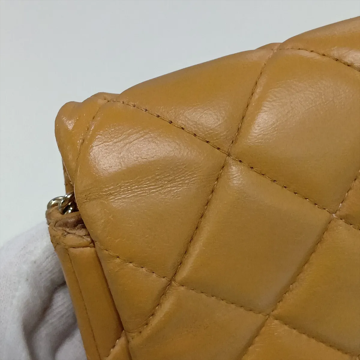 Matelassé Leather Chain Shoulder Bag, Brown with Gold Hardware, Item No. 16243189 (Serial Number 16) — view 10