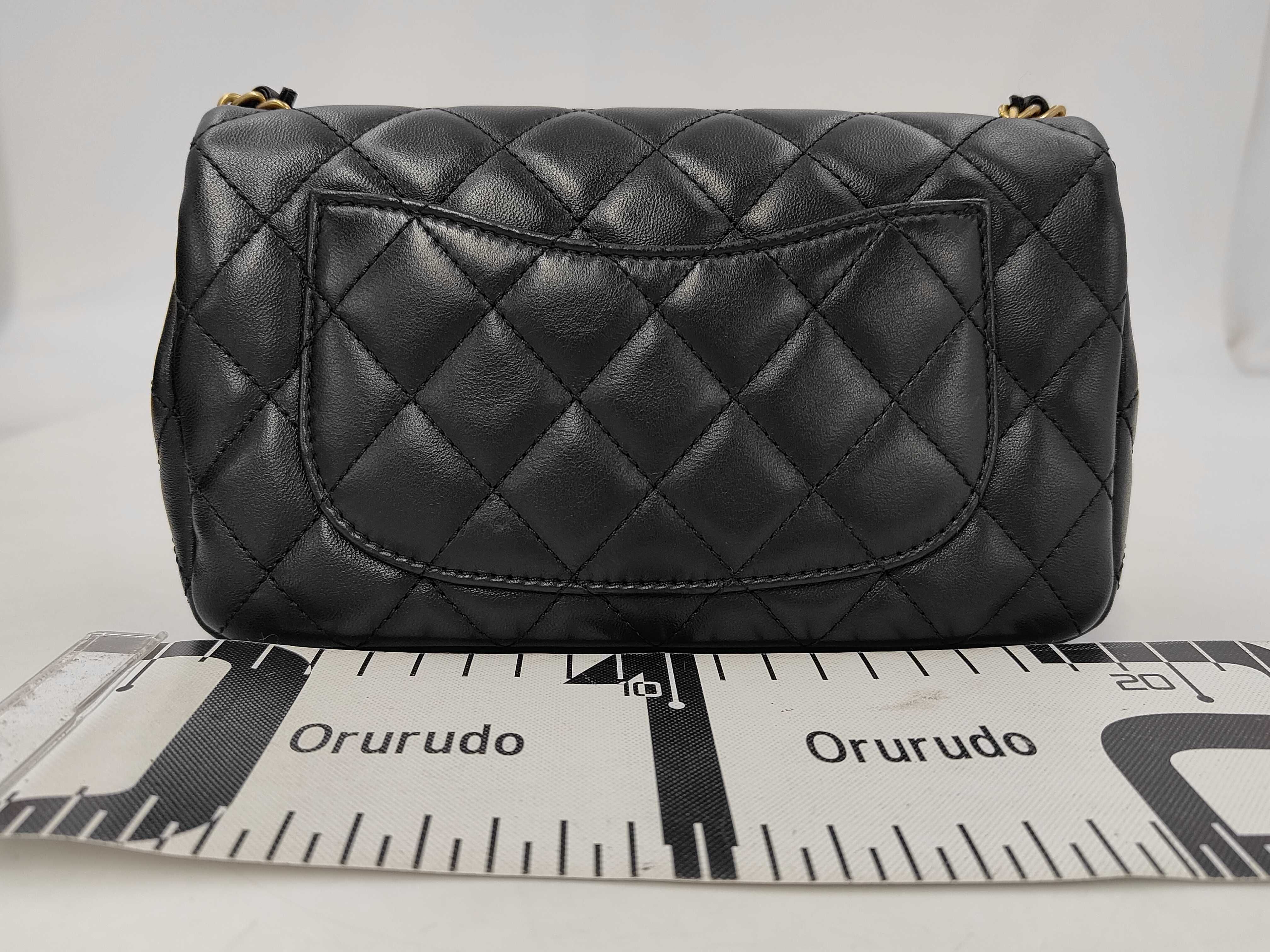 Matelassé Mini Flap Bag, Black with Gold Hardware, Shoulder Bag — view 2