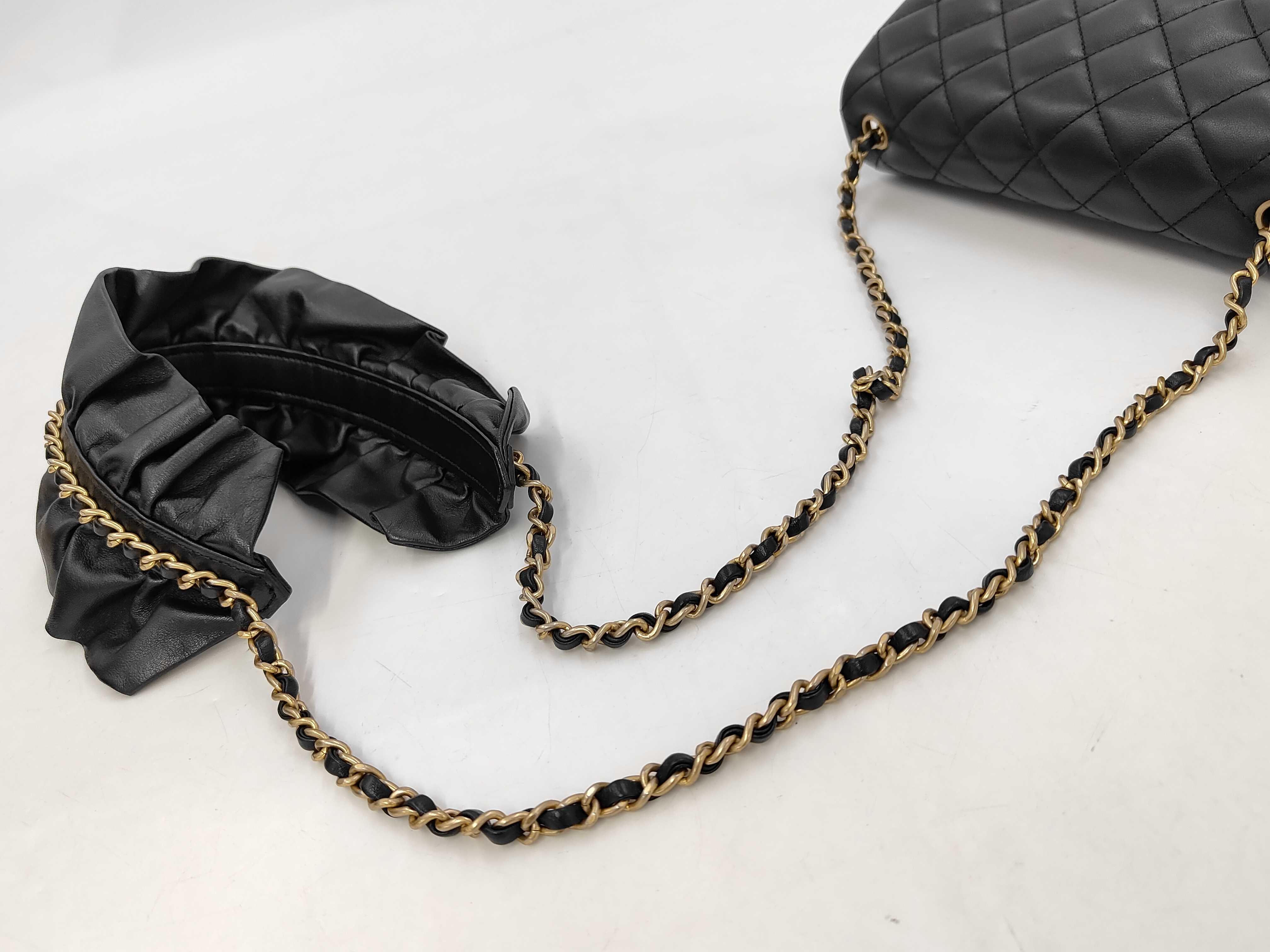 Matelassé Mini Flap Bag, Black with Gold Hardware, Shoulder Bag — view 3