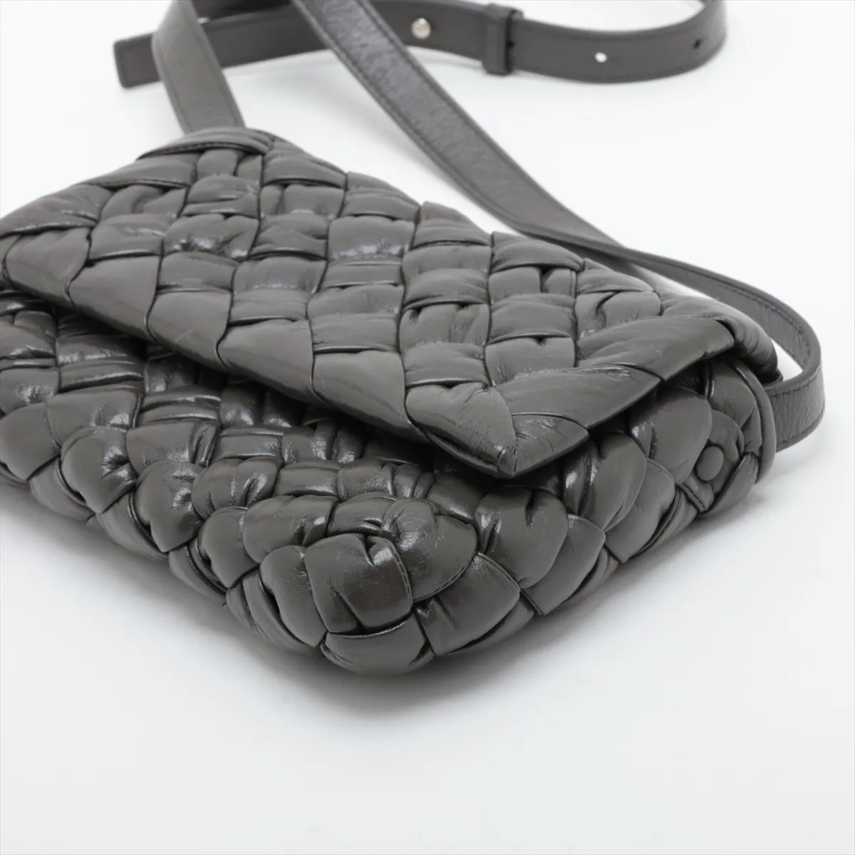 Rumple Messenger Leather Shoulder Bag, Gray — view 3