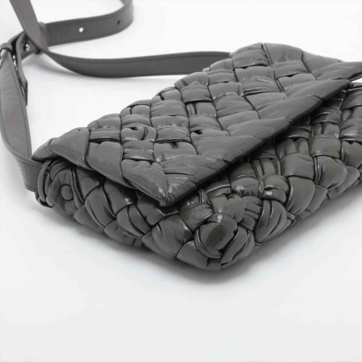 Rumple Messenger Leather Shoulder Bag, Gray — view 4