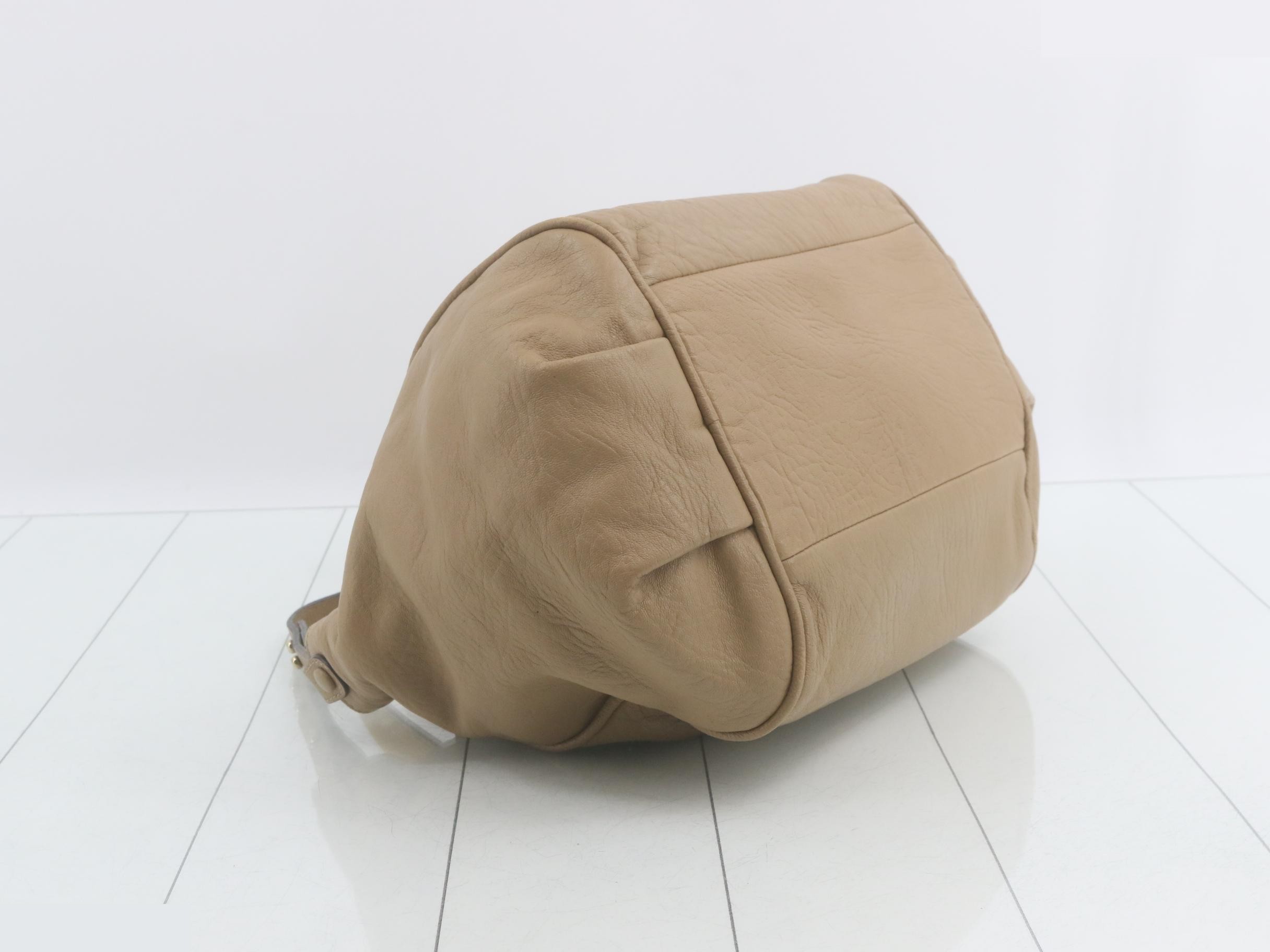 Leather Ethel 2-way handbag, beige and yellow. — view 5