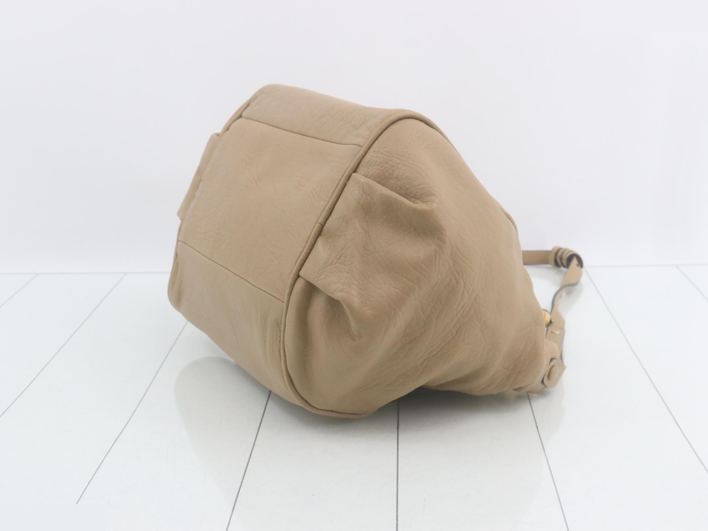 Leather Ethel 2-way handbag, beige and yellow. — view 6
