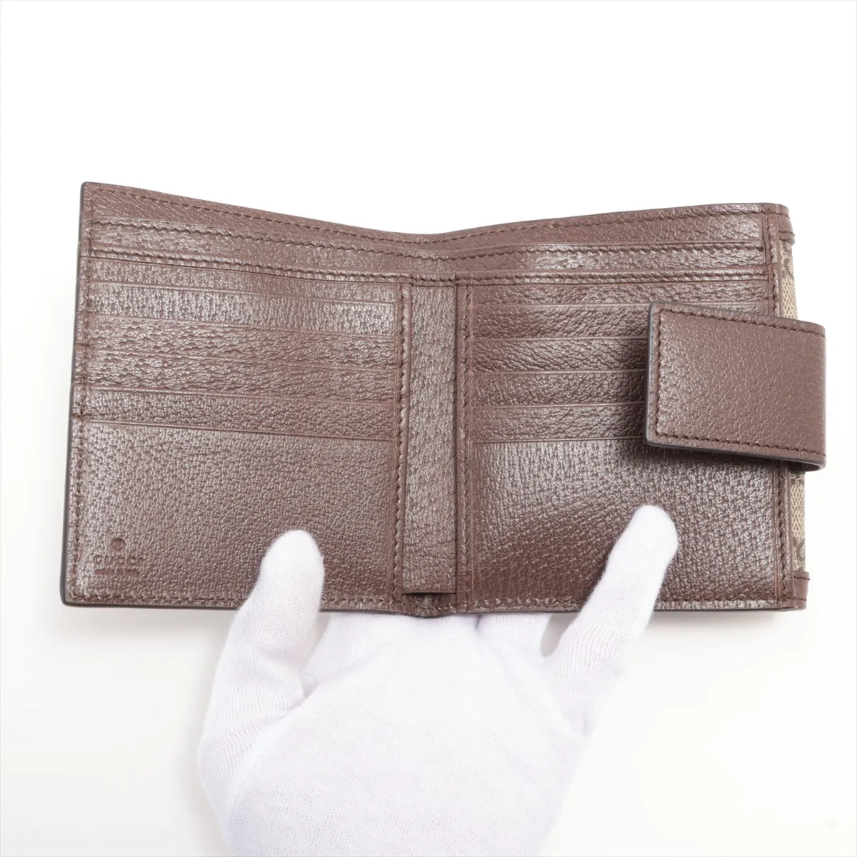 GG Supreme 523173 PVC x Leather Compact Wallet Brown — view 4