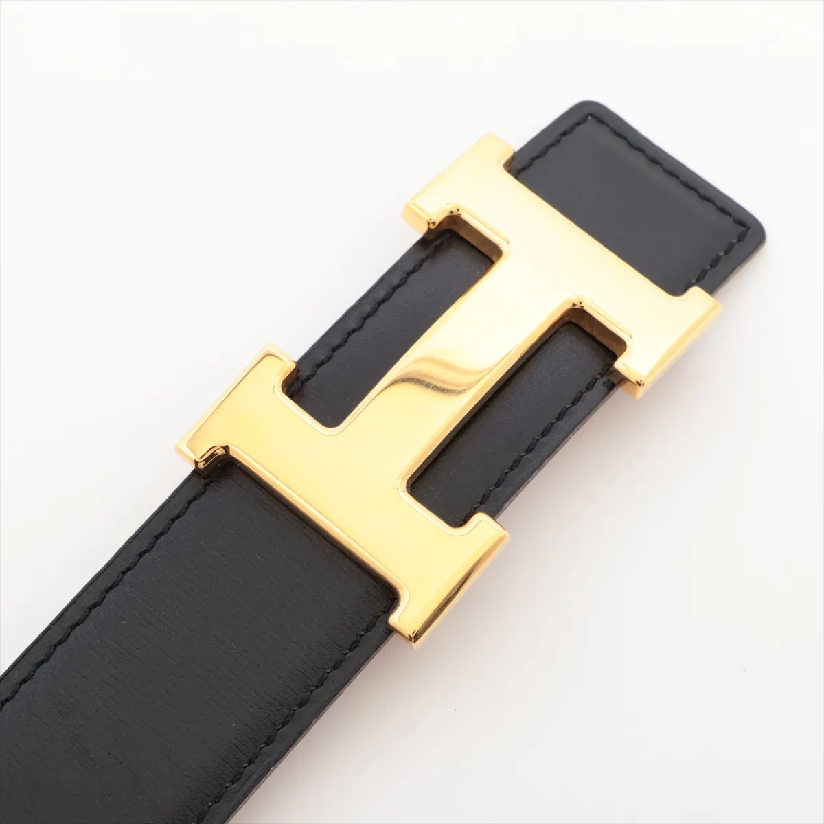 H-belt B stamp: 1998 Belt 80 Leather Black x Brown — view 2