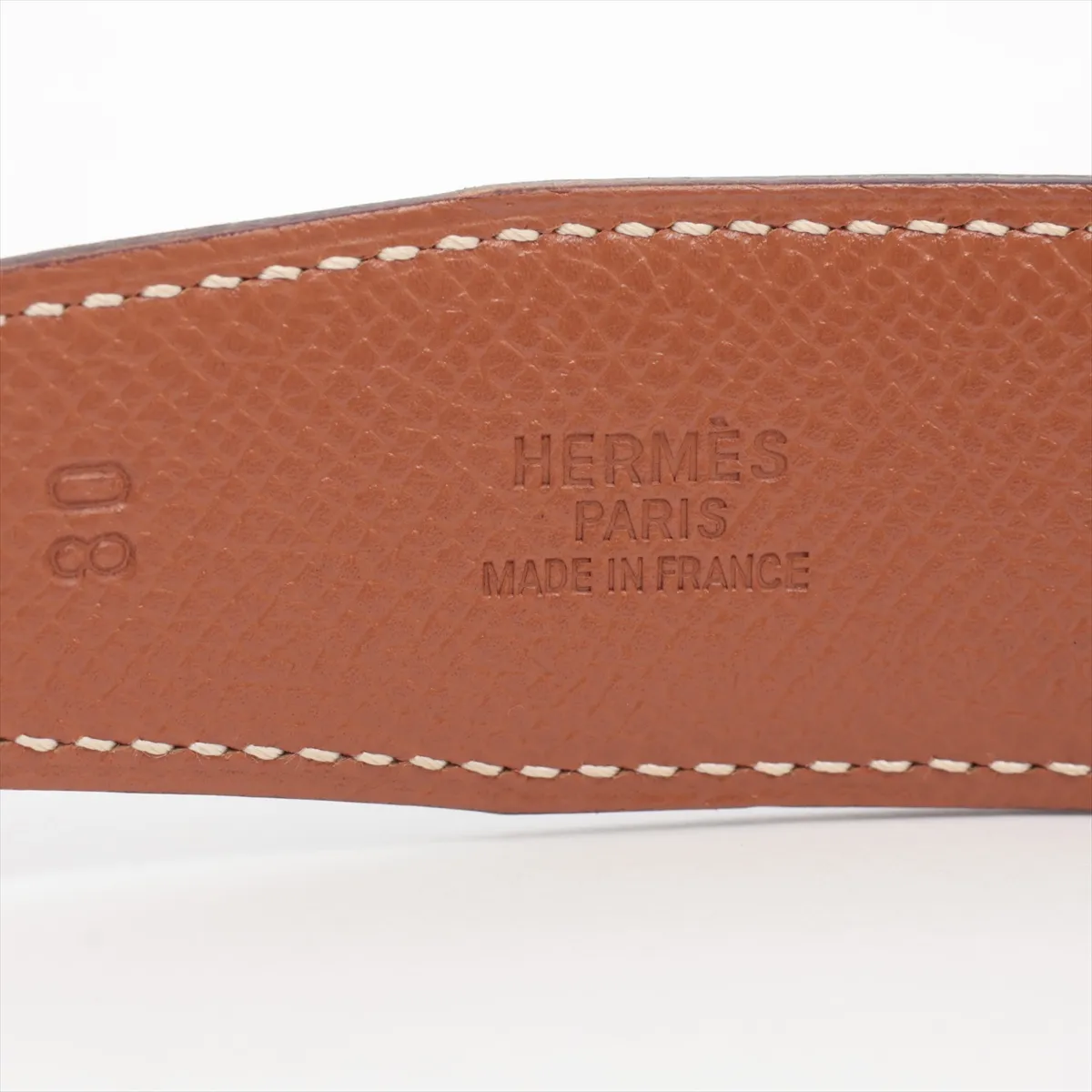 H-belt B stamp: 1998 Belt 80 Leather Black x Brown — view 5