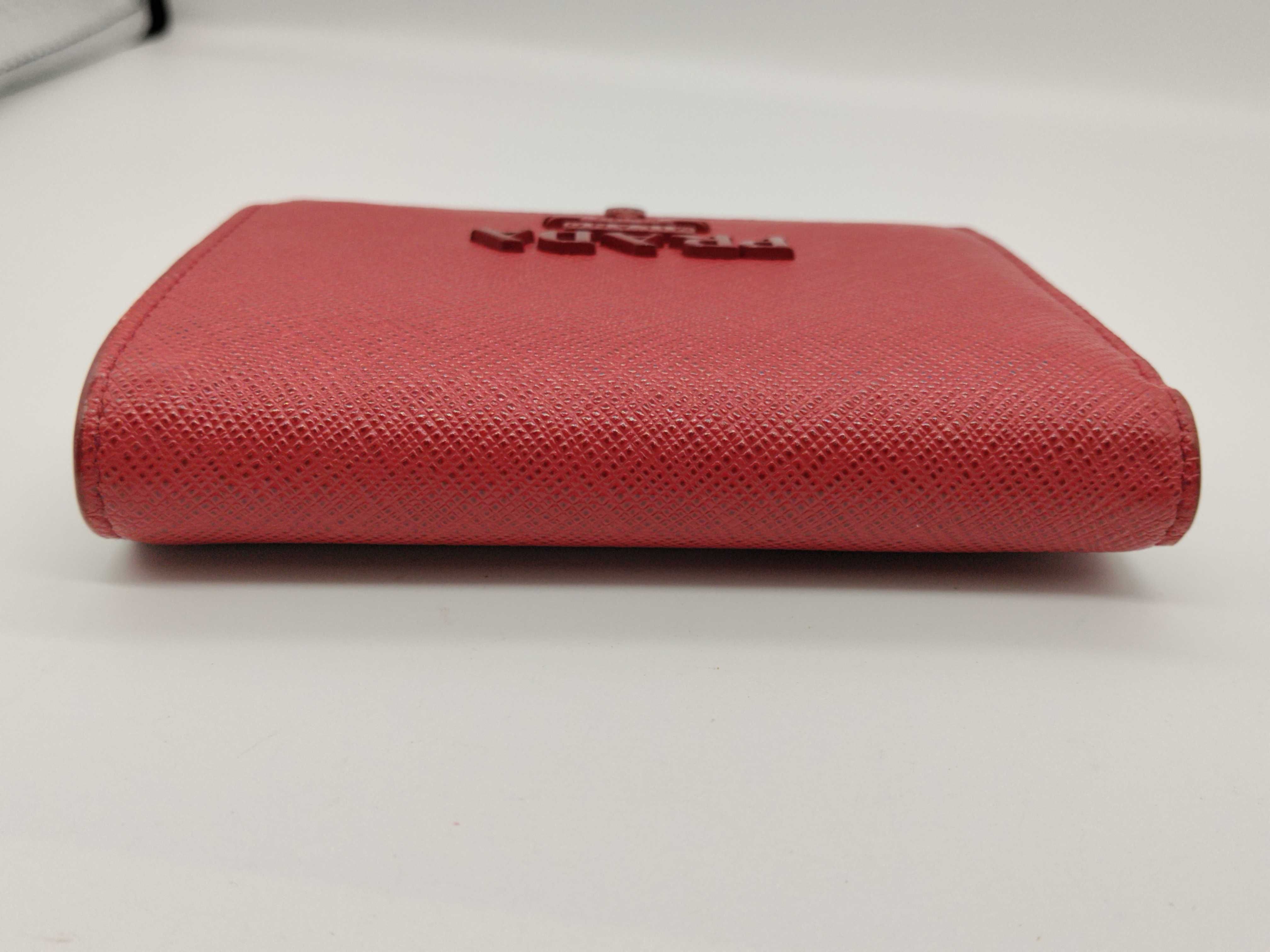 Saffiano Leather Bifold Wallet Red — view 3