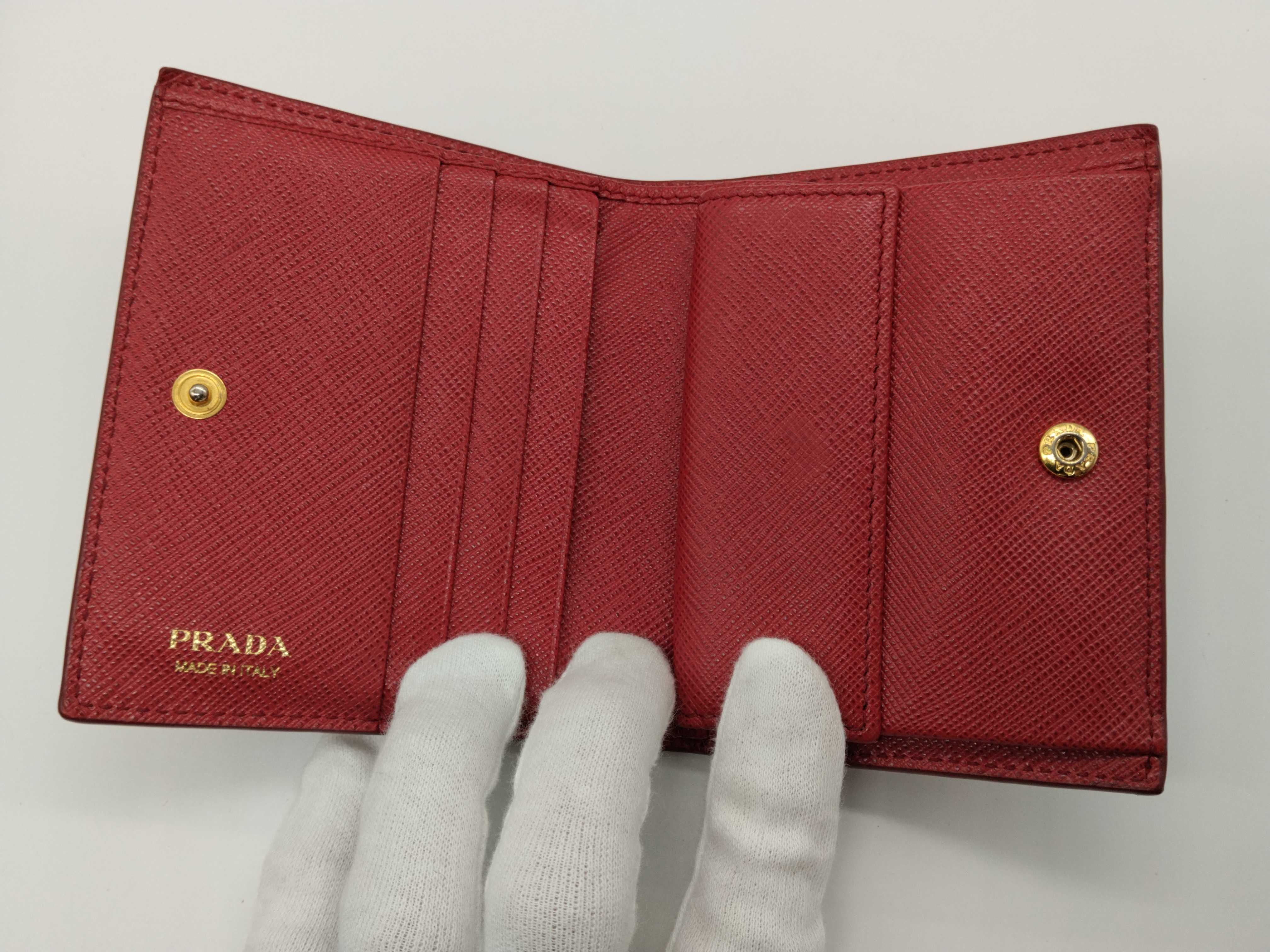 Saffiano Leather Bifold Wallet Red — view 5
