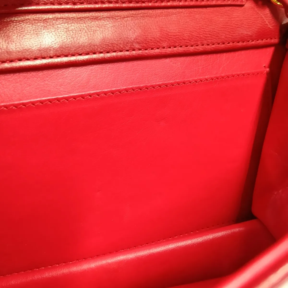 Matelassé Lambskin Chain Shoulder Bag, Red with Gold Hardware, Interior Repaired. — view 11