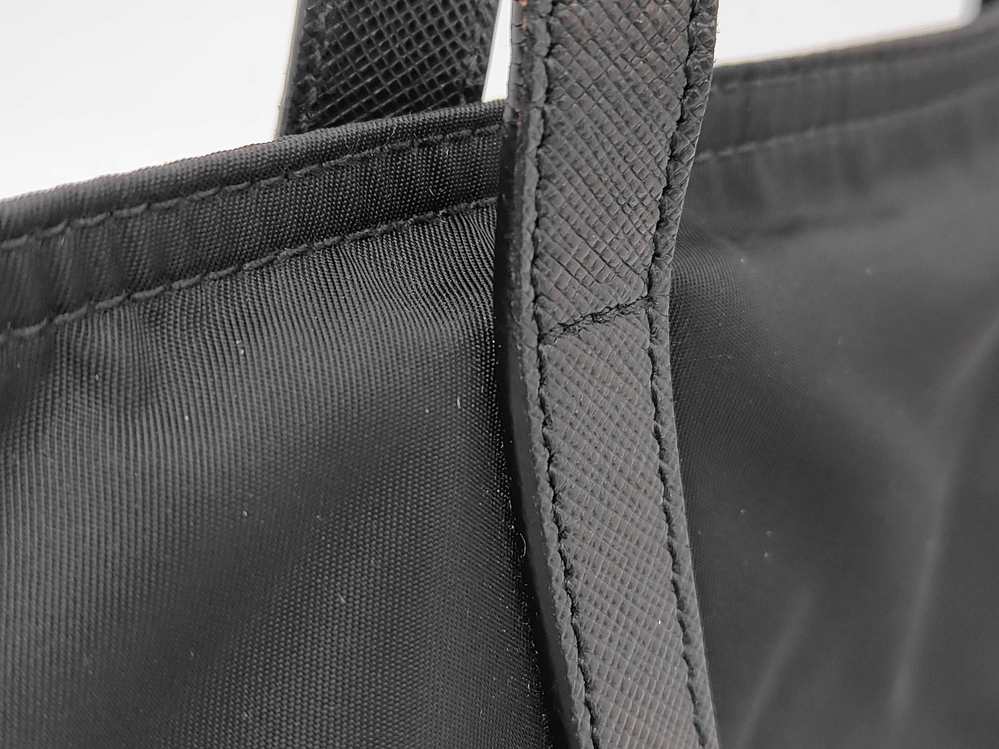 Tessuto Nylon x Saffiano Leather Black Shoulder Tote Bag — view 3