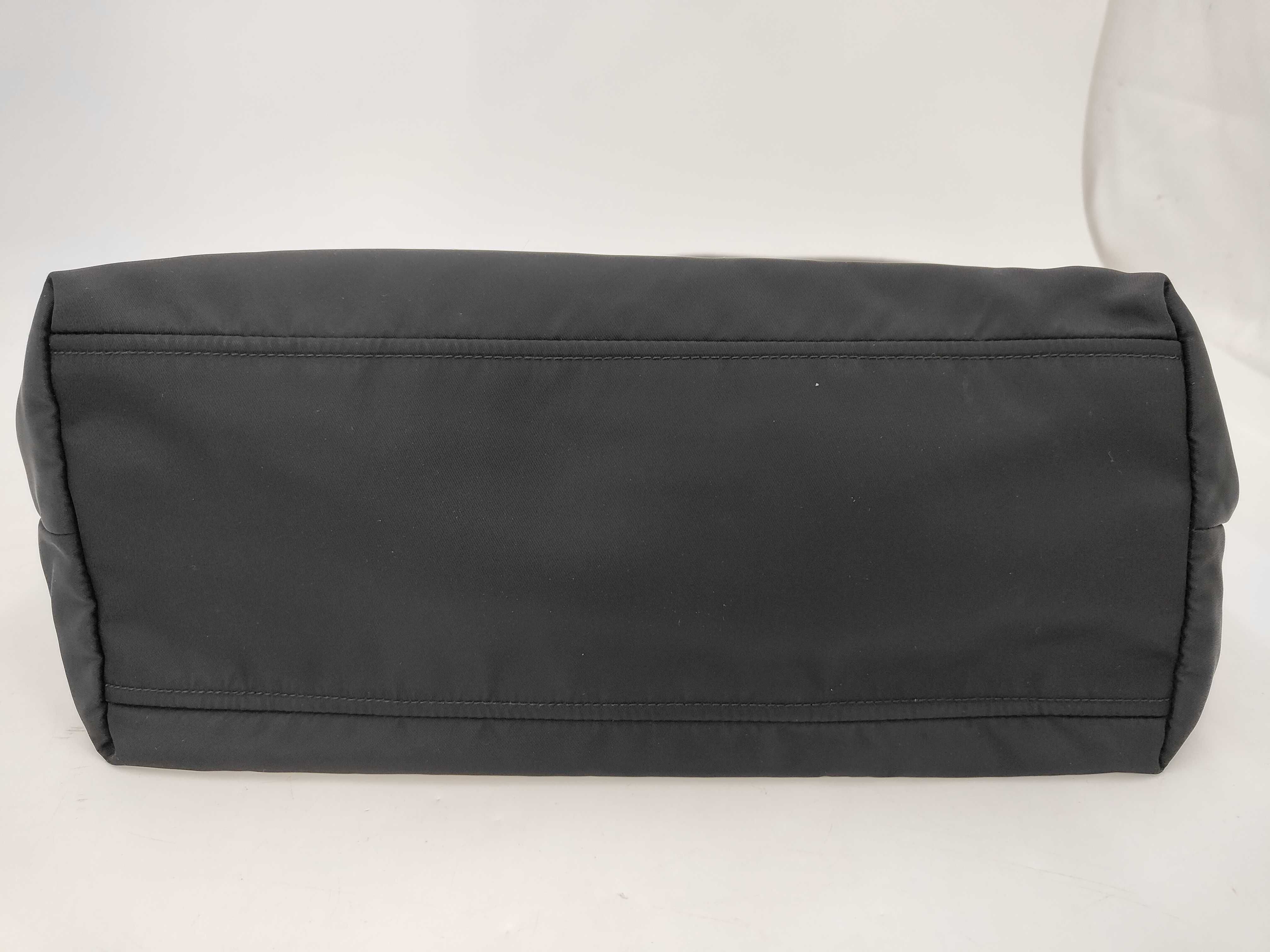 Tessuto Nylon x Saffiano Leather Black Shoulder Tote Bag — view 7