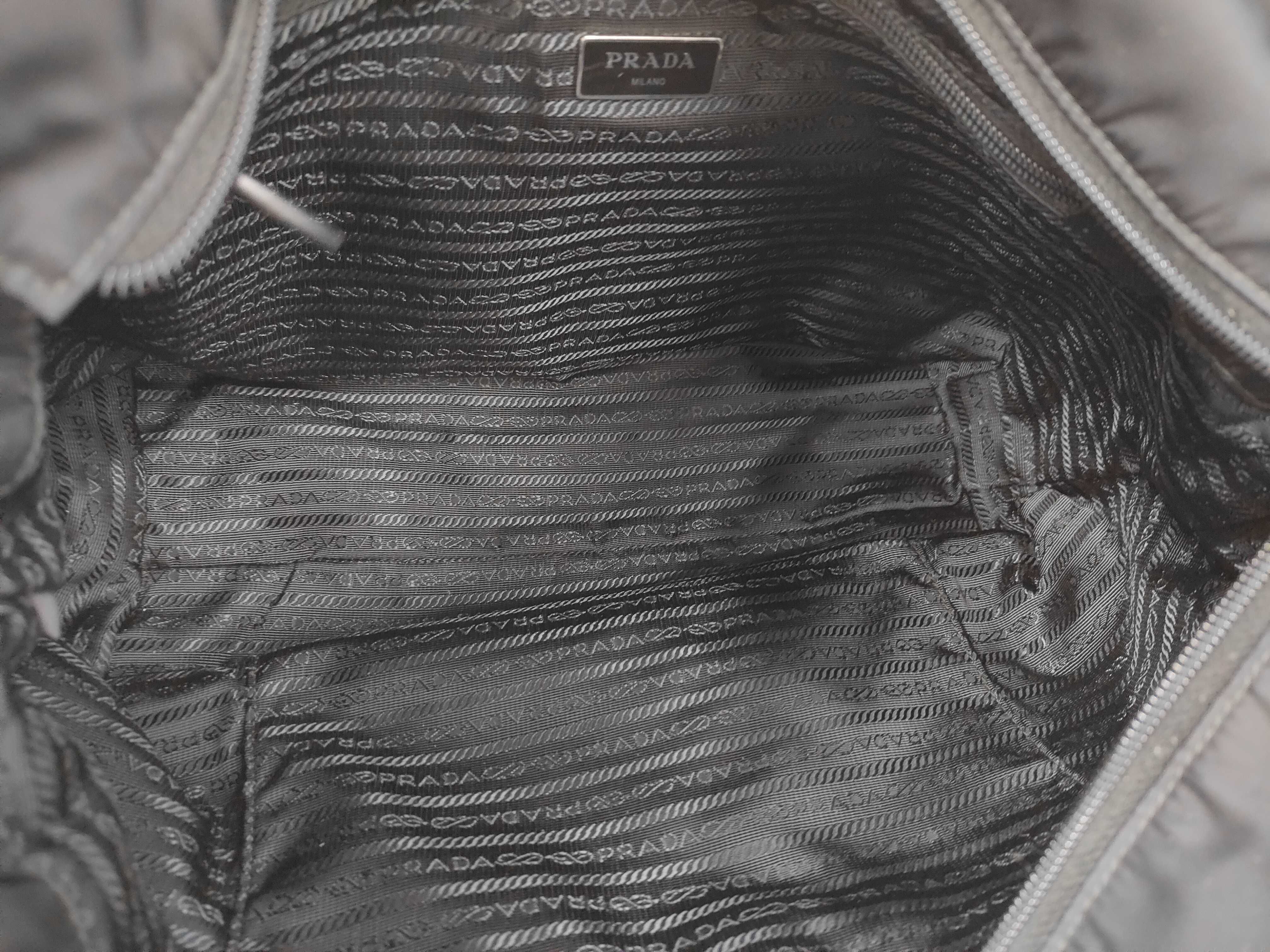 Tessuto Nylon x Saffiano Leather Black Shoulder Tote Bag — view 9